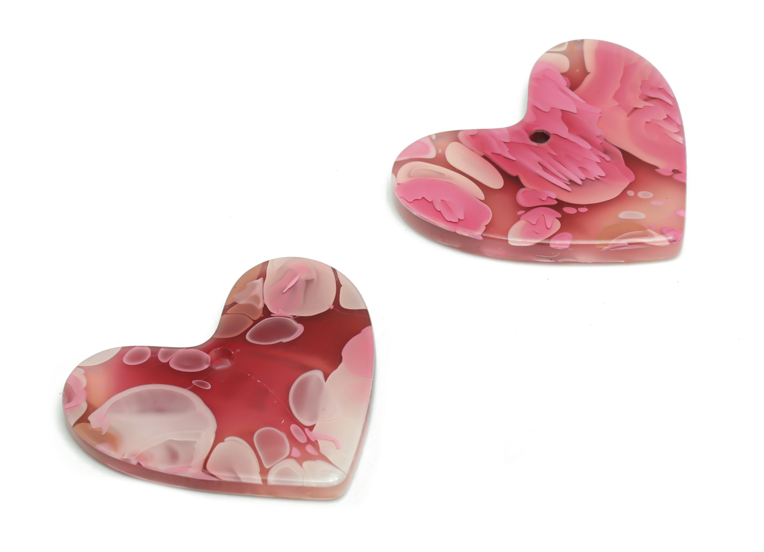 Acrylic Mini Heart Earring Charms - Acrylic Heart Pendant - Jewelry Making Supplies - Color Code: A633 - 23.52x20.71x2.41mm - AC1036-A633 - DOMEDBAZAAR