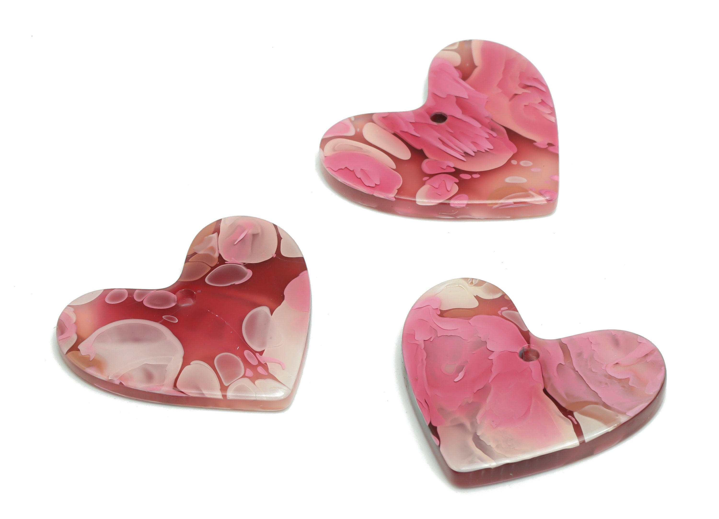 Acrylic Mini Heart Earring Charms - Acrylic Heart Pendant - Jewelry Making Supplies - Color Code: A633 - 23.52x20.71x2.41mm - AC1036-A633 - DOMEDBAZAAR