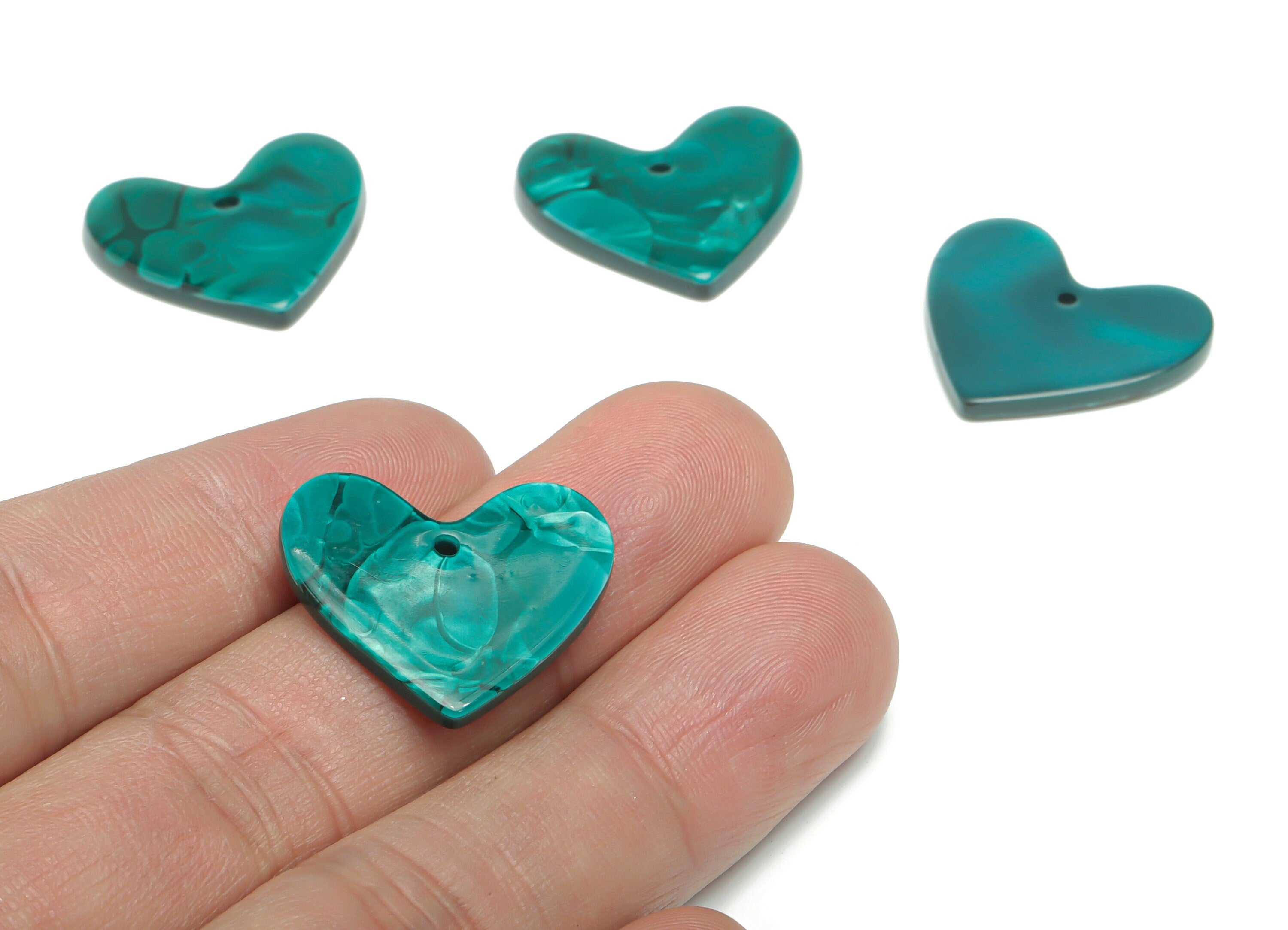 Acrylic Mini Heart Earring Charms - Acrylic Heart Pendant - Jewelry Making Supplies - Color Code: A624 - 23.64x23.69x2.39mm - AC1036-A624 - DOMEDBAZAAR