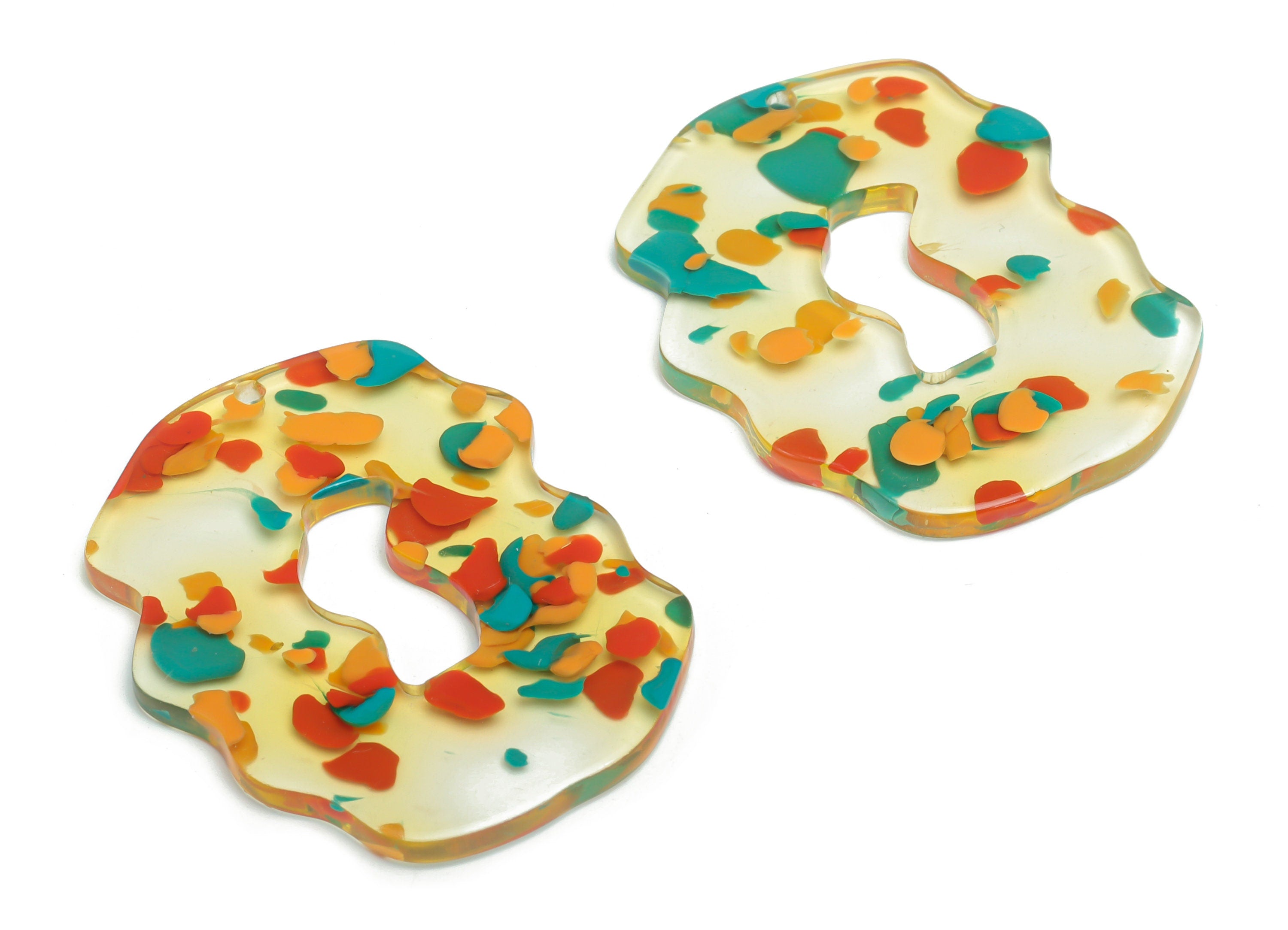 Acrylic Irregular Earring Charms - Acrylic Geometry Pendant - Jewelry Making Supplies - Color Code: A821 - 39.21x30.66x2.49mm - AC2438-A821 - DOMEDBAZAAR