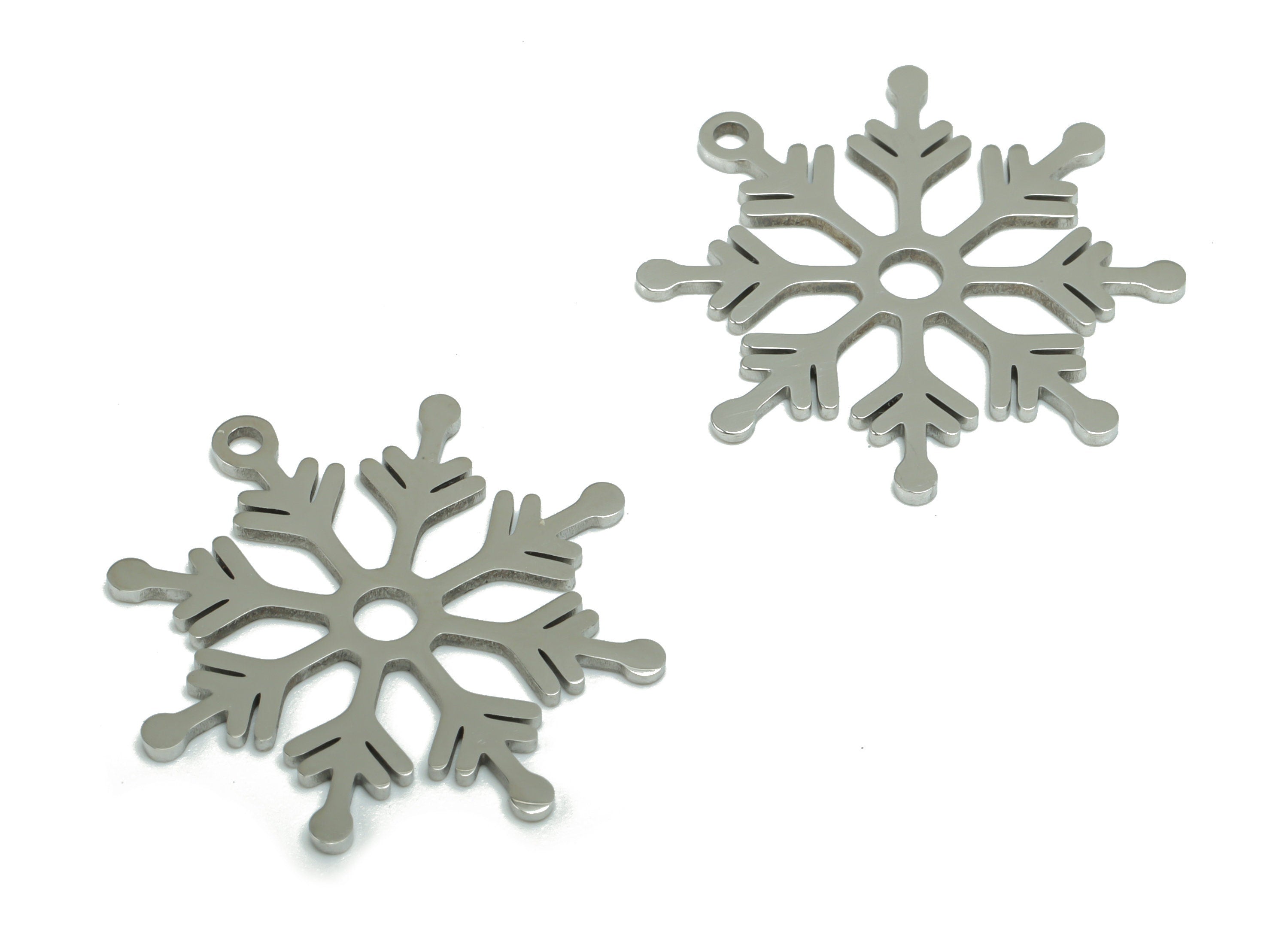 Stainless Steel Snowflake Earring Charms - Stainless Steel Snowflake Pendant - Jewelry Making Supplies - 25.35x24.78x0.86mm - SSZS0005 - DOMEDBAZAAR