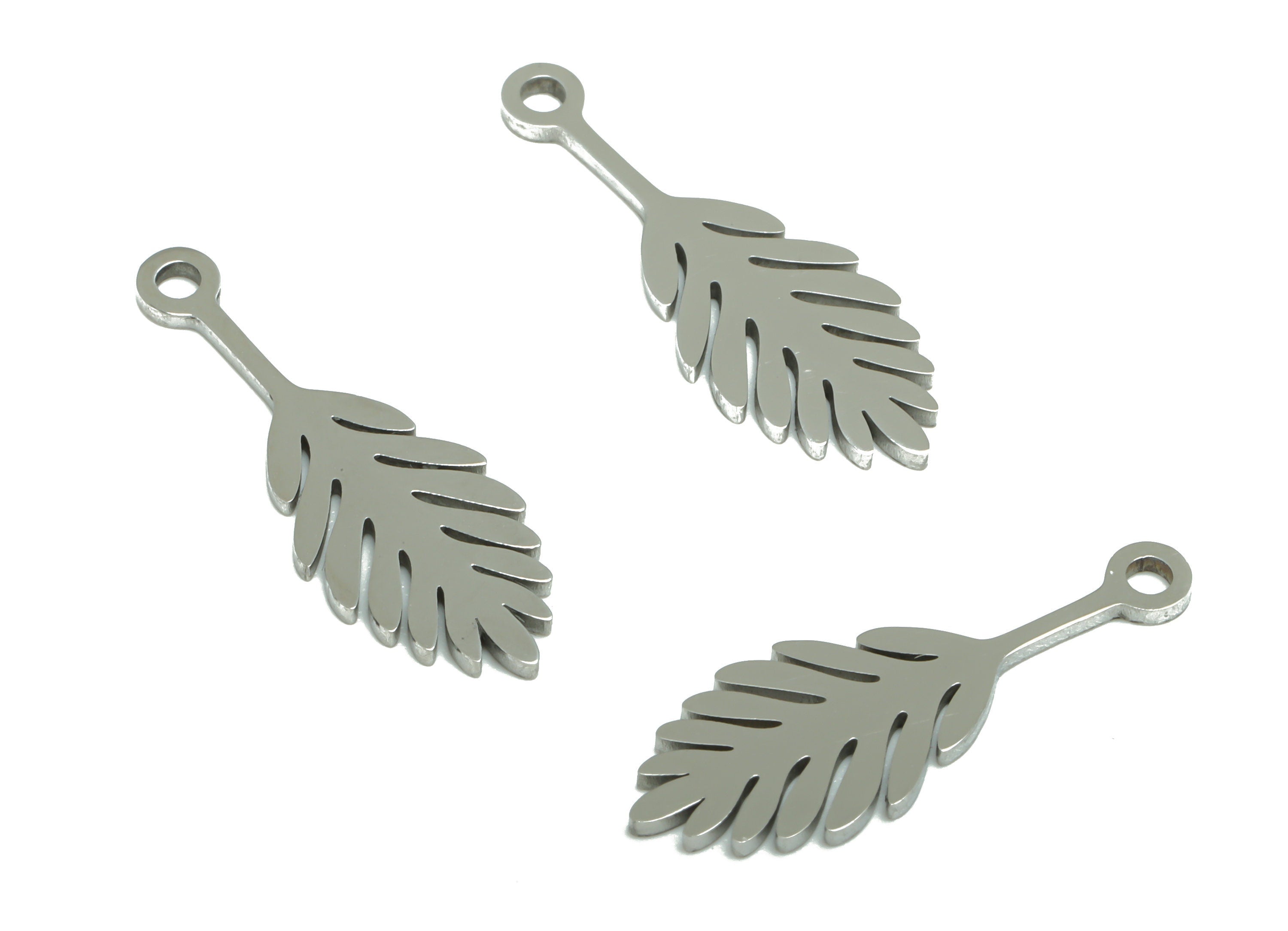 Stainless Steel Branch Earring Charms - Stainless Steel Leaf Pendant - Jewelry Making Supplies - 22.12x7.72x0.87mm - SSZS0003 - DOMEDBAZAAR