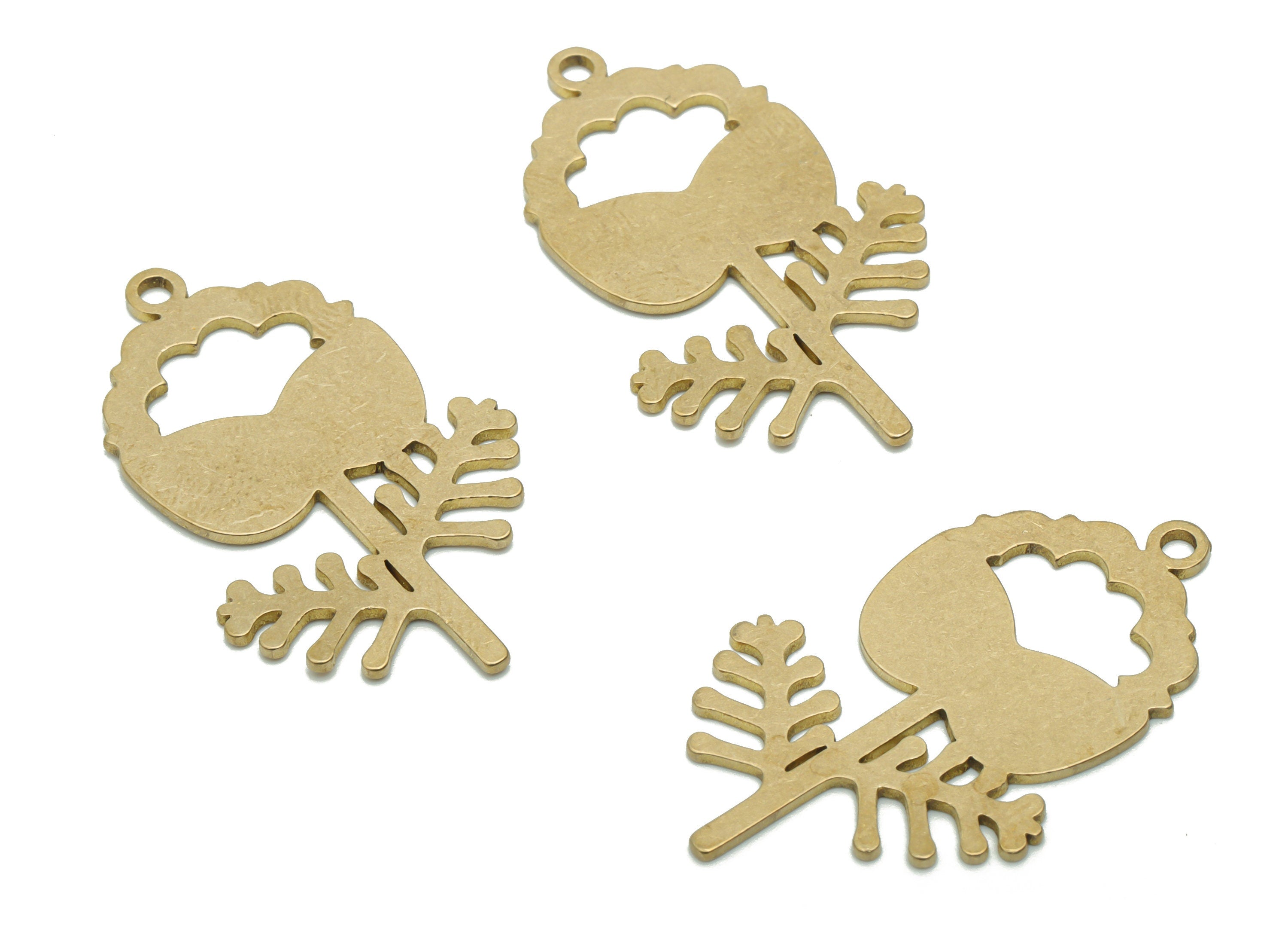 Brass Flower Earring Charms - Raw Brass Flower Pendant - DIY Jewelry Making Supplies - 34.76x21.41x0.84mm - PPA1249 - DOMEDBAZAAR
