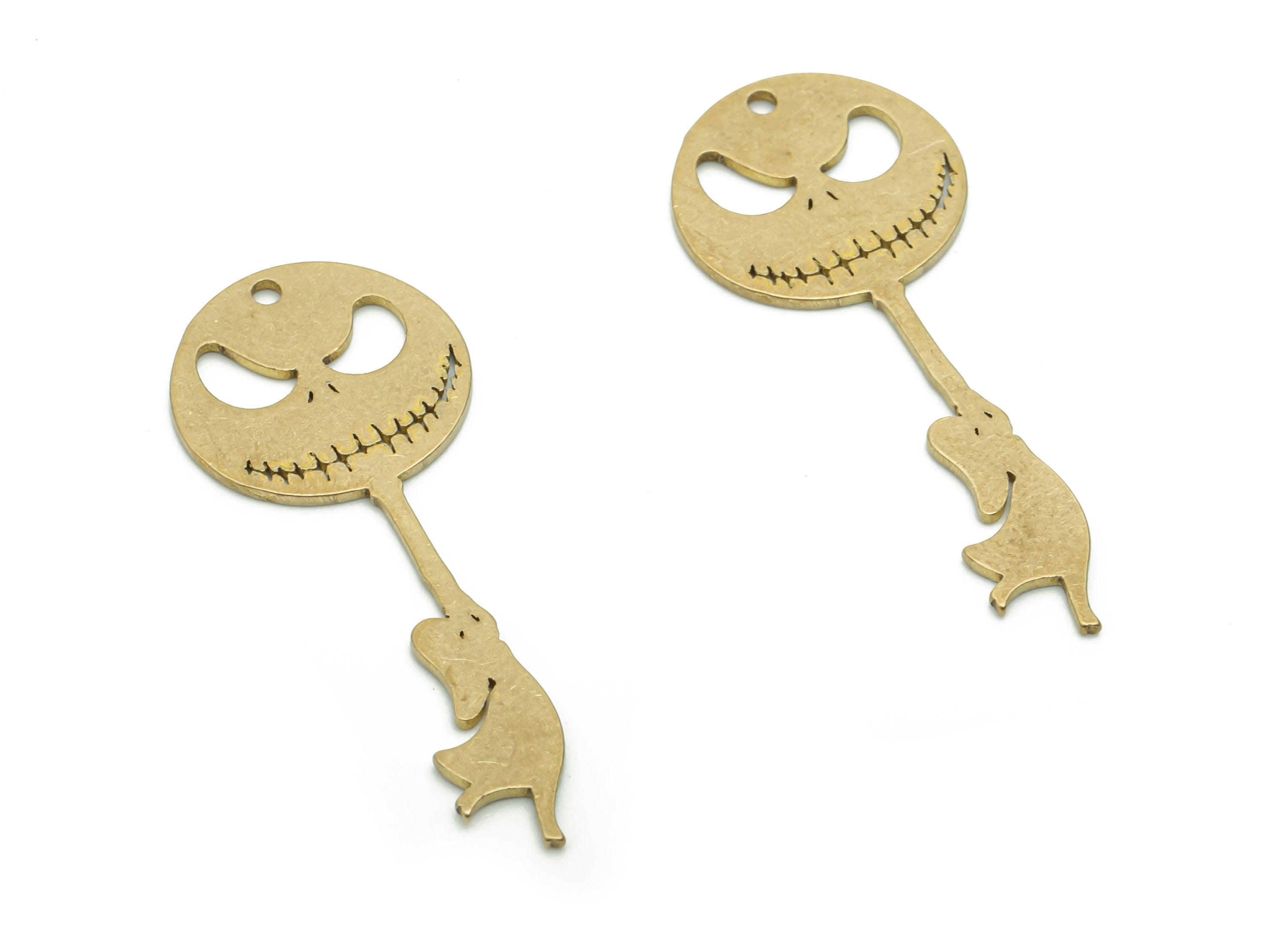 Brass Devil Clutching Girl Earring Charms - Raw Brass Round Moon Girl Pendant - Jewelry Making Supplies - 37.68x15.41x0.83mm - PPZ0139 - DOMEDBAZAAR