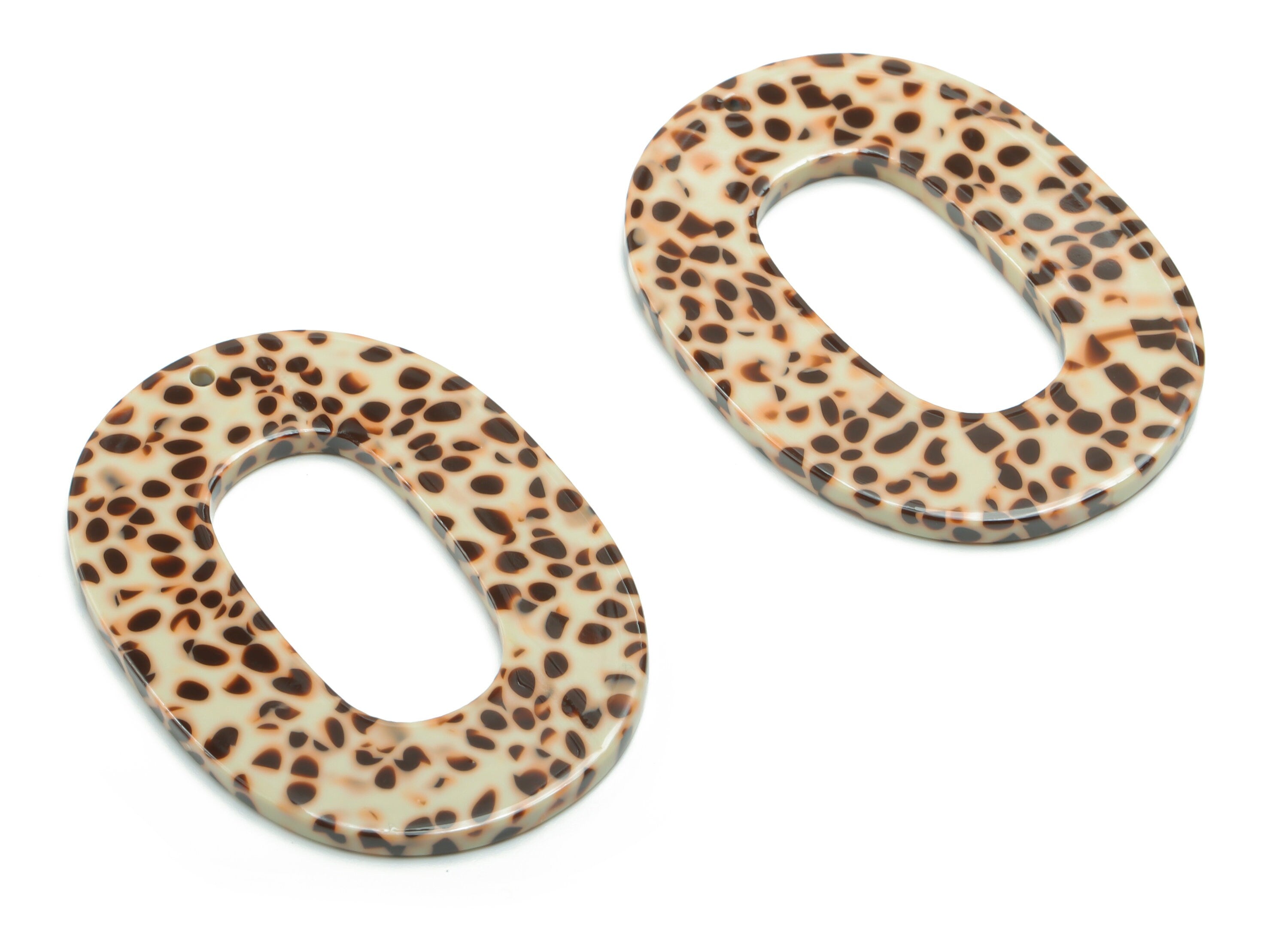 Acetate Oval Earring Charms - Acetate Oval Pendant - Jewellery Making Supplies - Color Code: A789 - 46.93x34.44x2.58mm - AC1065-A789 - DOMEDBAZAAR