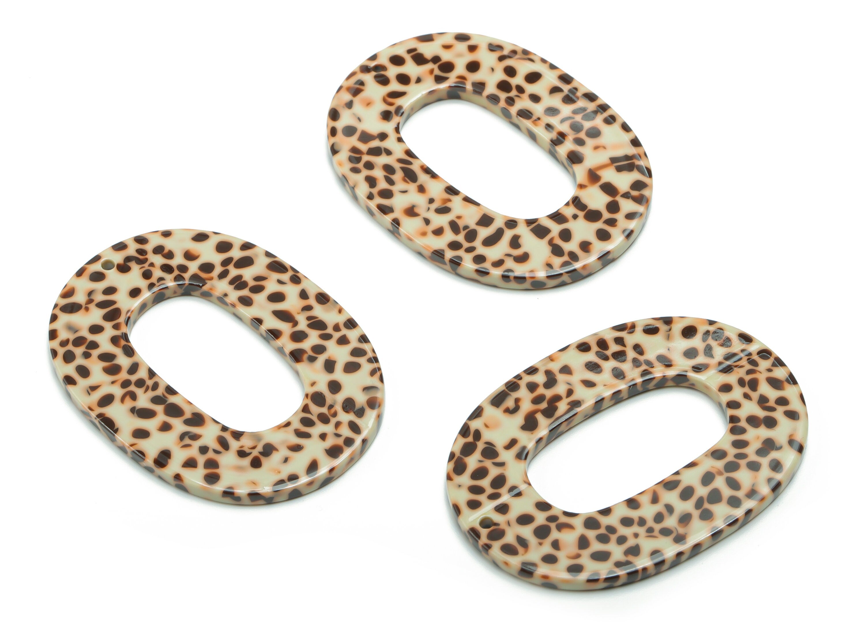 Acetate Oval Earring Charms - Acetate Oval Pendant - Jewellery Making Supplies - Color Code: A789 - 46.93x34.44x2.58mm - AC1065-A789 - DOMEDBAZAAR