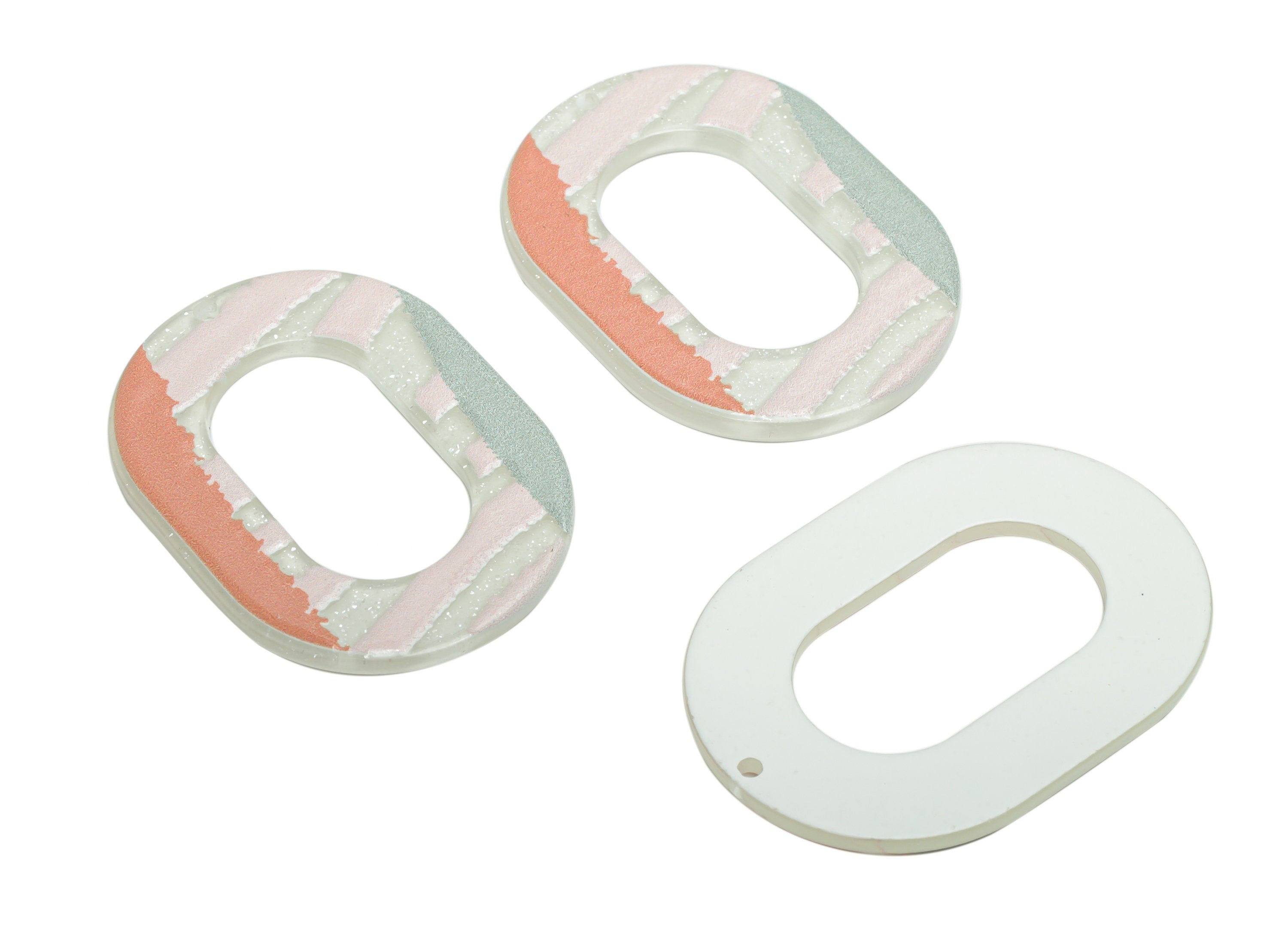 Acrylic Oval Hoop Painting Earring Charms - Acrylic Painting Oval Pendant - Printing Textured - Jewelry Supplies - 39.2x27.9x2.3mm - AC2454E - DOMEDBAZAAR