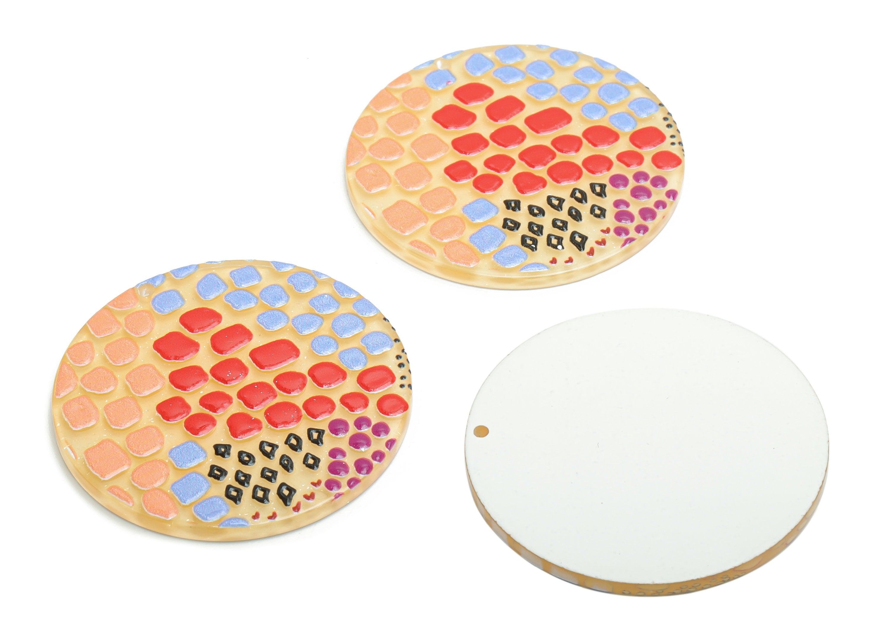 Acrylic Round Painting Earring Charms - Acrylic Painting Circle Pendant - Printing Textured - Jewelry Supplies - 37.46x37.46x2.5mm - AC2453E - DOMEDBAZAAR