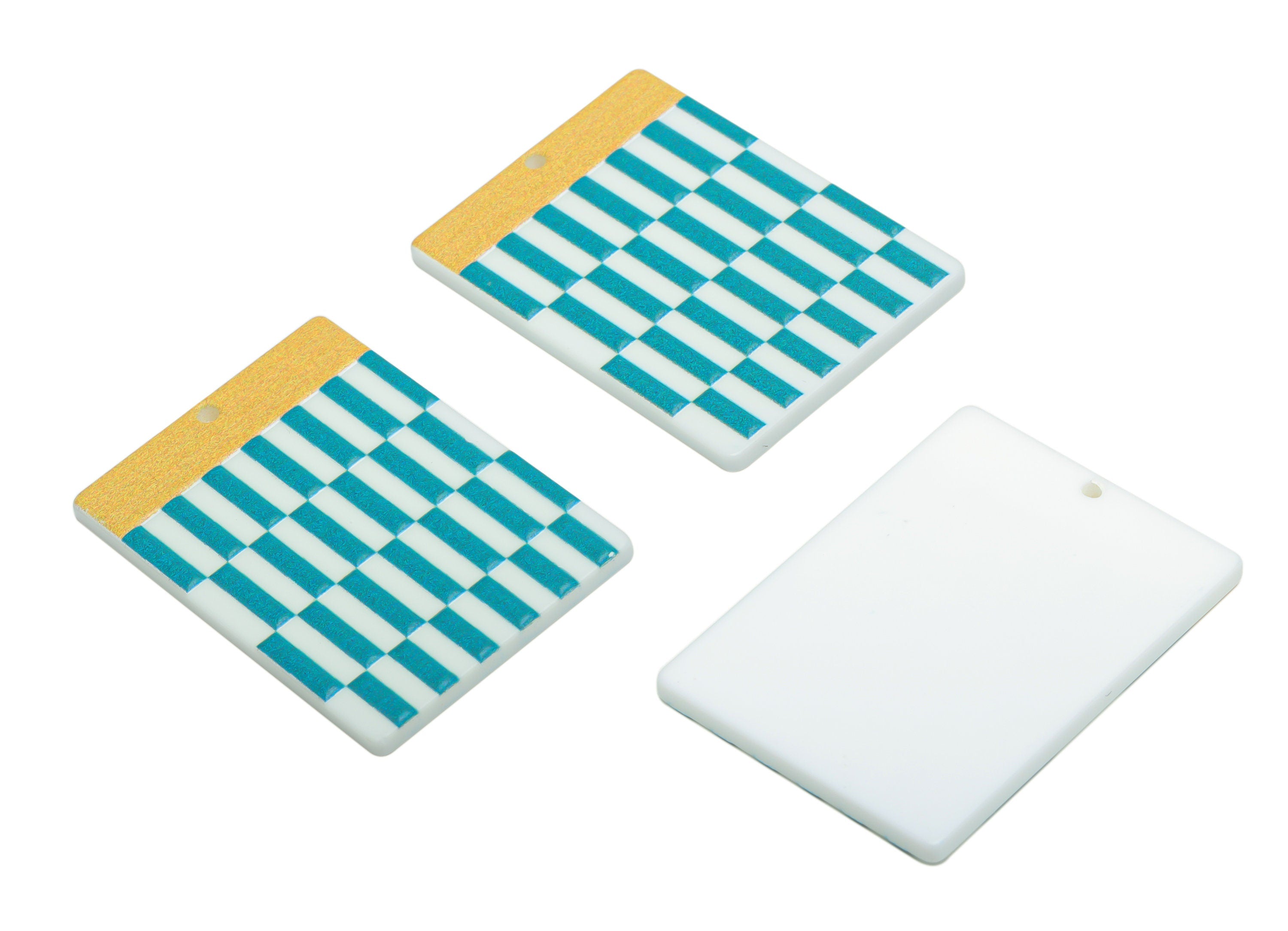Acrylic Rectangle Lattice Earring Charms - Acrylic Lattice Rectangle Pendant - Printing Textured - 37.54x26.75x2.37mm - AC2457 - DOMEDBAZAAR