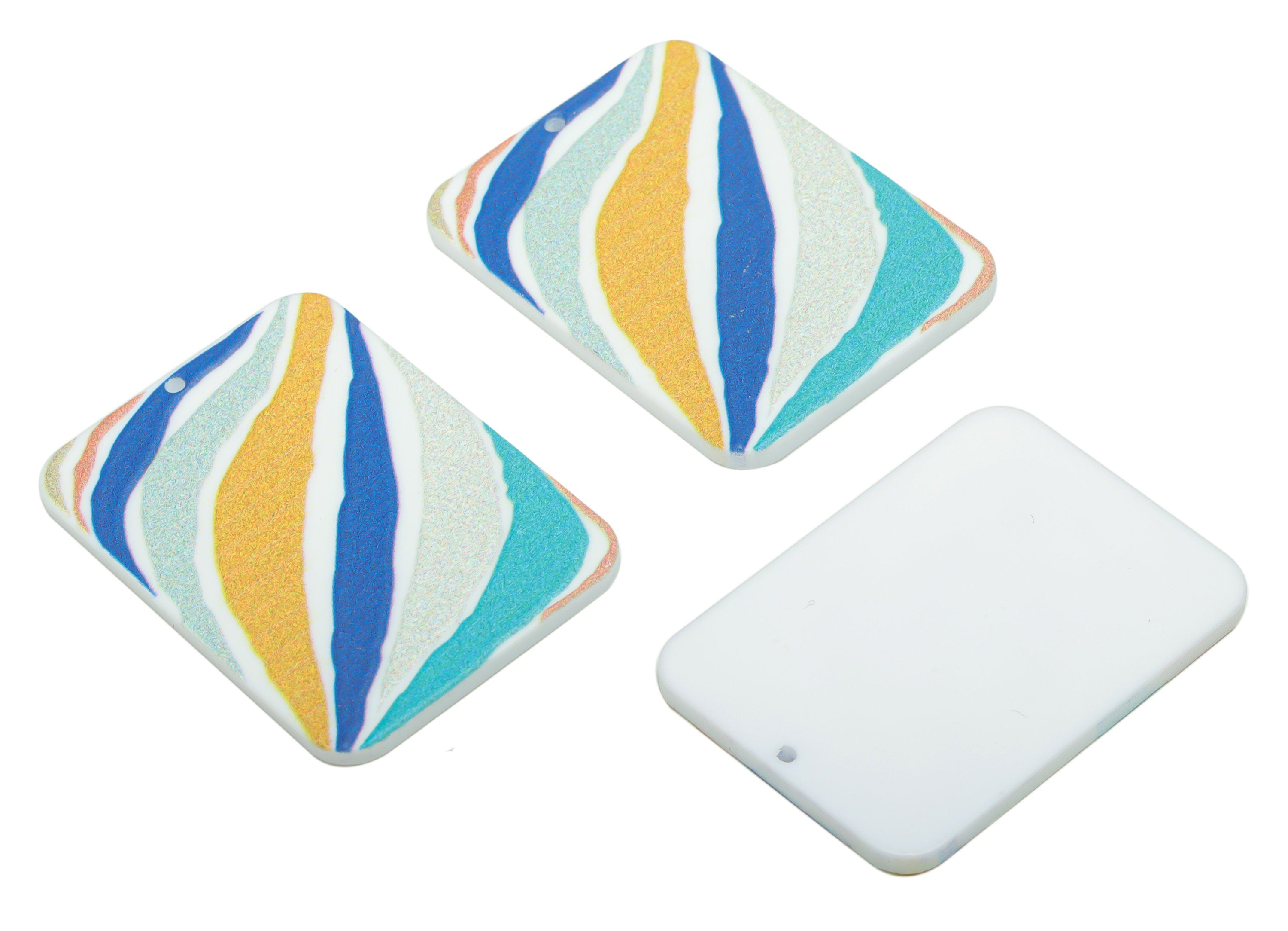 Acrylic Rectangle Painted Earring Charms - Acrylic Painted Rectangle Pendant - Printing Textured - Jewelry Supplies - 41.6x29.5x2.5mm-AC2461 - DOMEDBAZAAR
