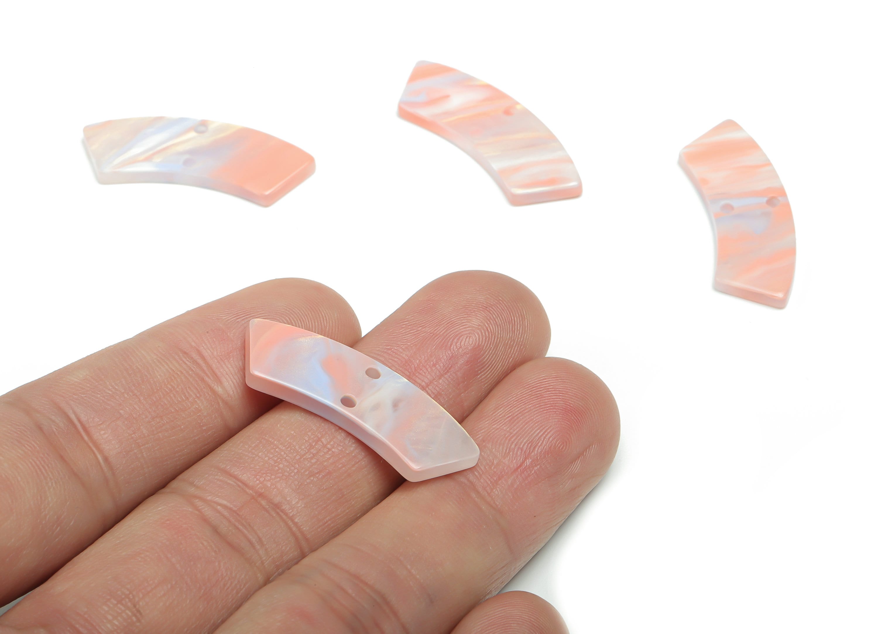 Acrylic Earring Charms - Irregular Shaped Connector - Arc Shaped 2 Hole - Jewelry Supplies - Color Code:A782- 30.78x9.68x2.7mm - AC2326-A782 - DOMEDBAZAAR