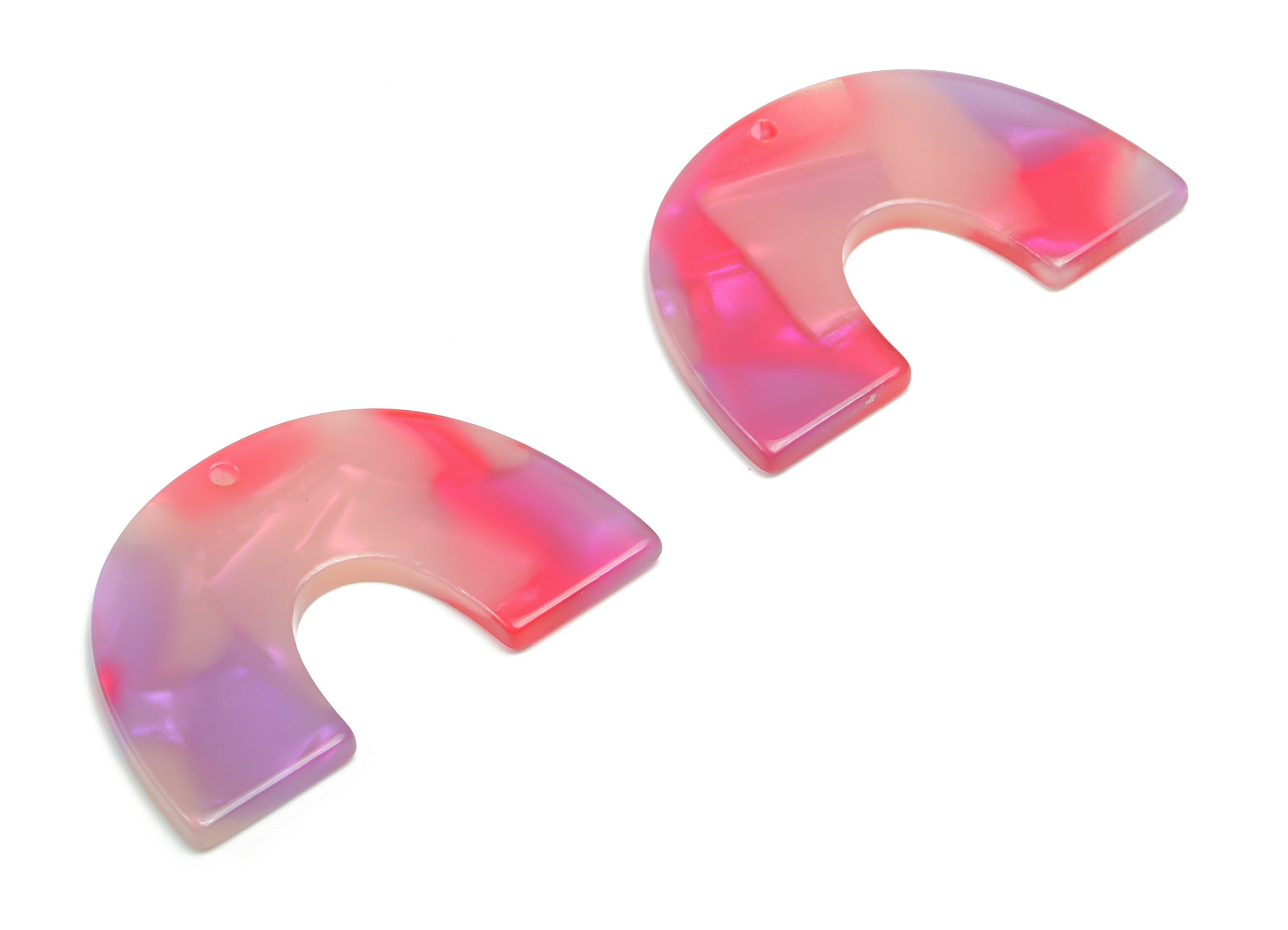 Acetate Semicircle Earring Charms - Acetate U Pendant Findings - Jewelry Supplies - Color Code: A781 - 39.76x26.15x2.53mm - AC2018-A781 - DOMEDBAZAAR