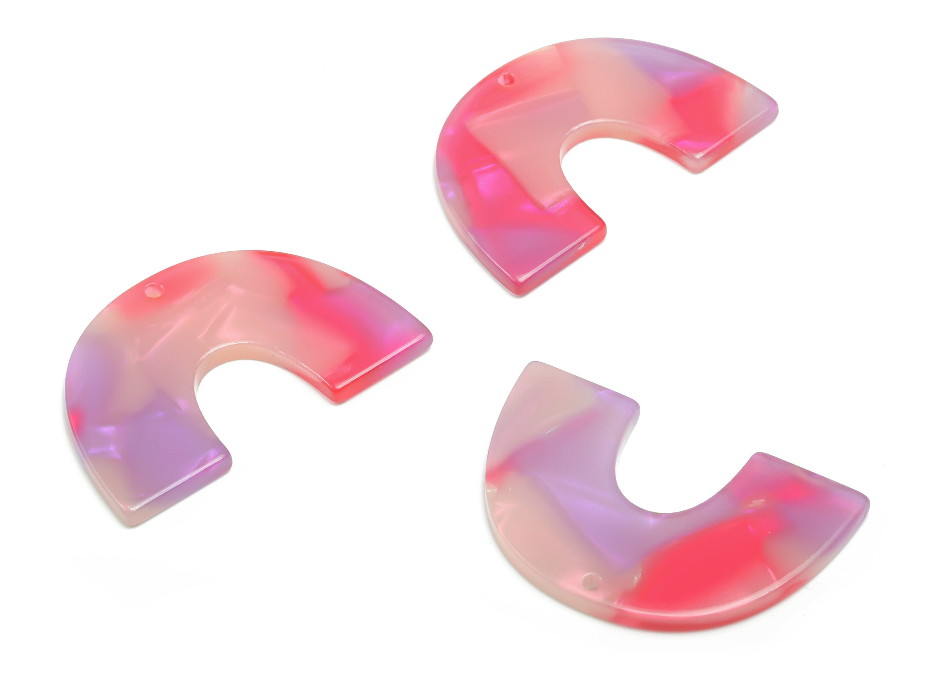 Acetate Semicircle Earring Charms - Acetate U Pendant Findings - Jewelry Supplies - Color Code: A781 - 39.76x26.15x2.53mm - AC2018-A781 - DOMEDBAZAAR