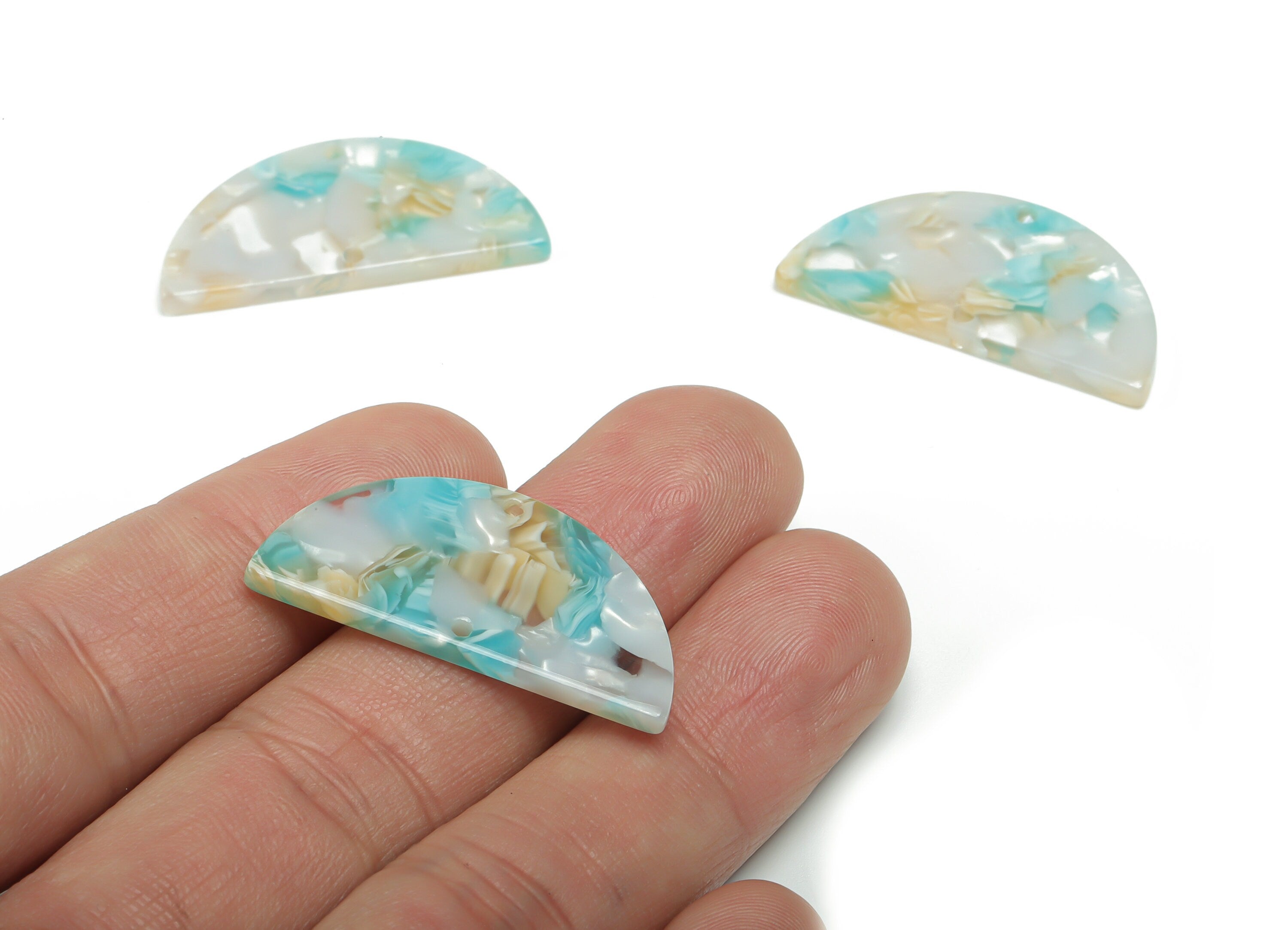 Acetate Semicircle Earring Connectors - Acetate Half Moon Charms - Jewelry Supplies - Color Code:A787 - 33.69x16.57x2.55mm - AC1218-A787 - DOMEDBAZAAR