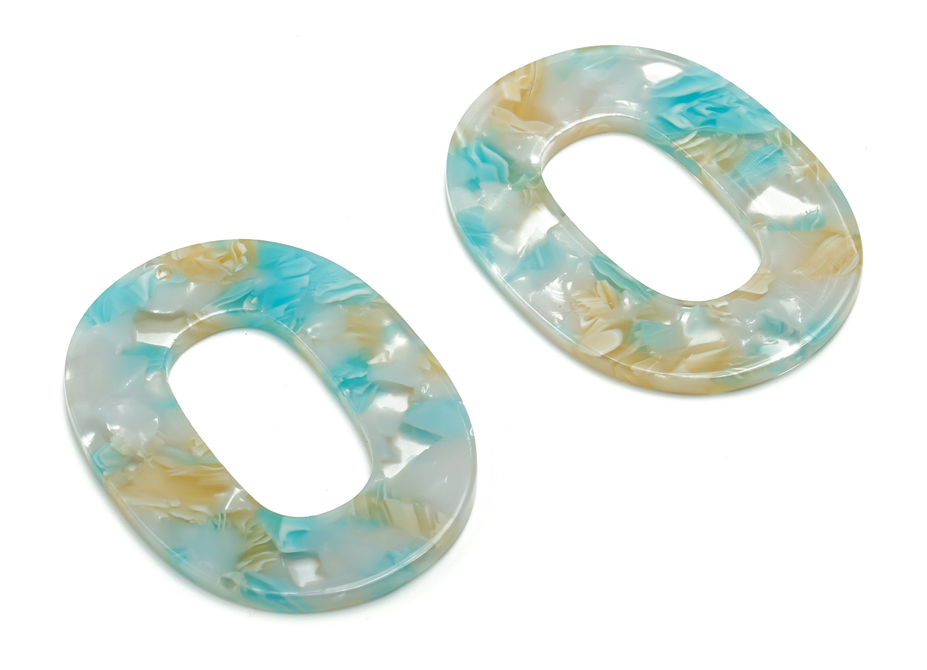 Acetate Oval Earring Charms - Acetate Oval Pendant - Jewellery Making Supplies - Color Code: A787 - 46.96x34.54x2.52mm - AC1065-A787 - DOMEDBAZAAR
