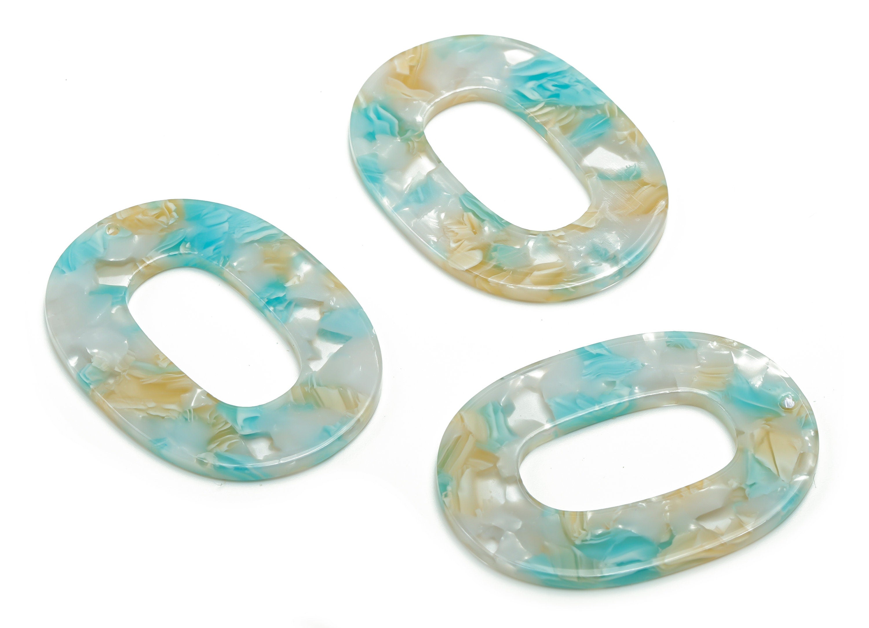 Acetate Oval Earring Charms - Acetate Oval Pendant - Jewellery Making Supplies - Color Code: A787 - 46.96x34.54x2.52mm - AC1065-A787 - DOMEDBAZAAR