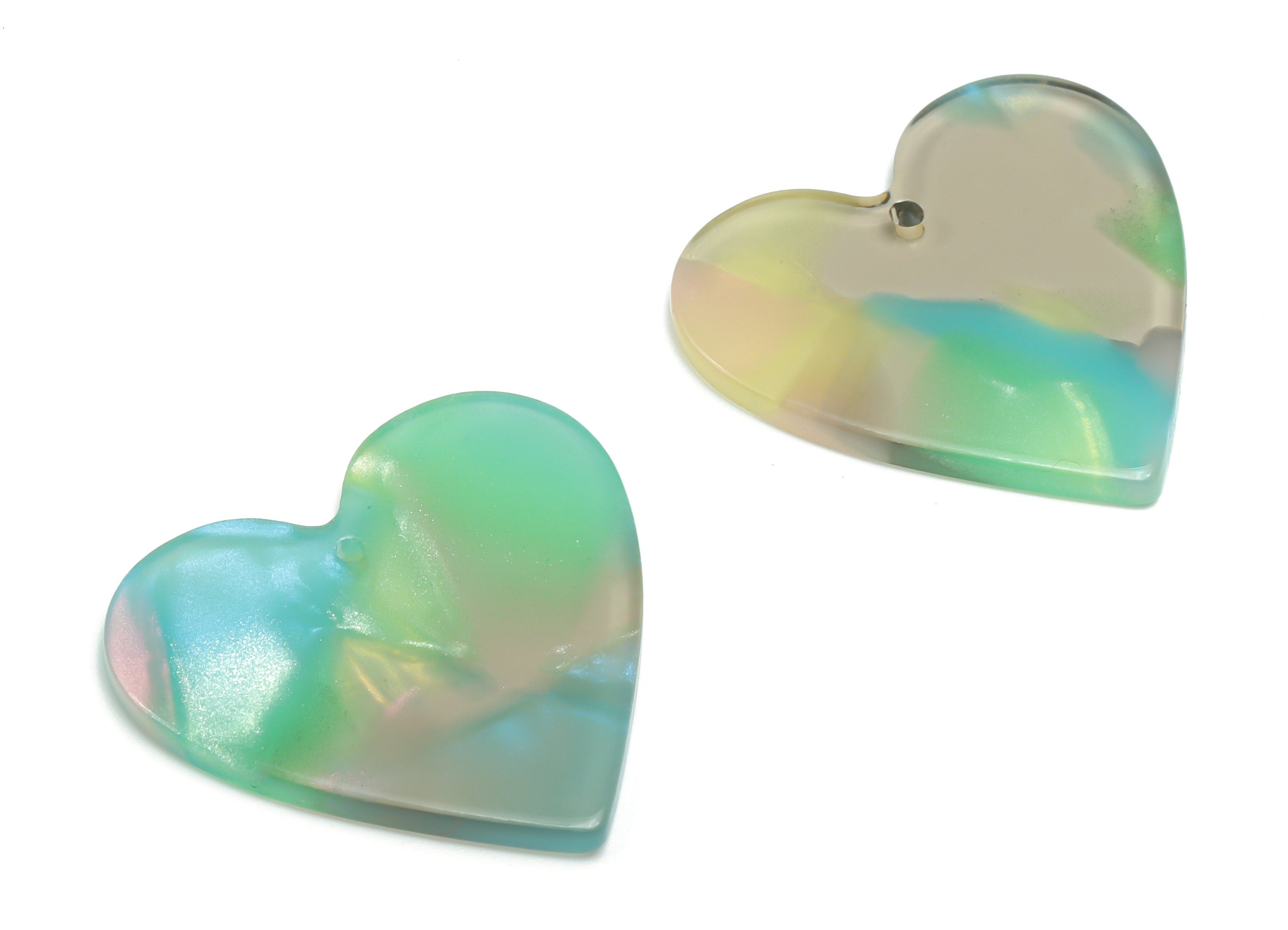 Acetate Heart Earring Charms - Acetate Heart Pendant - Jewelry Making Supplies - Color Code: A783 - 31.95x31.18x2.48mm - AC1431-A783 - DOMEDBAZAAR