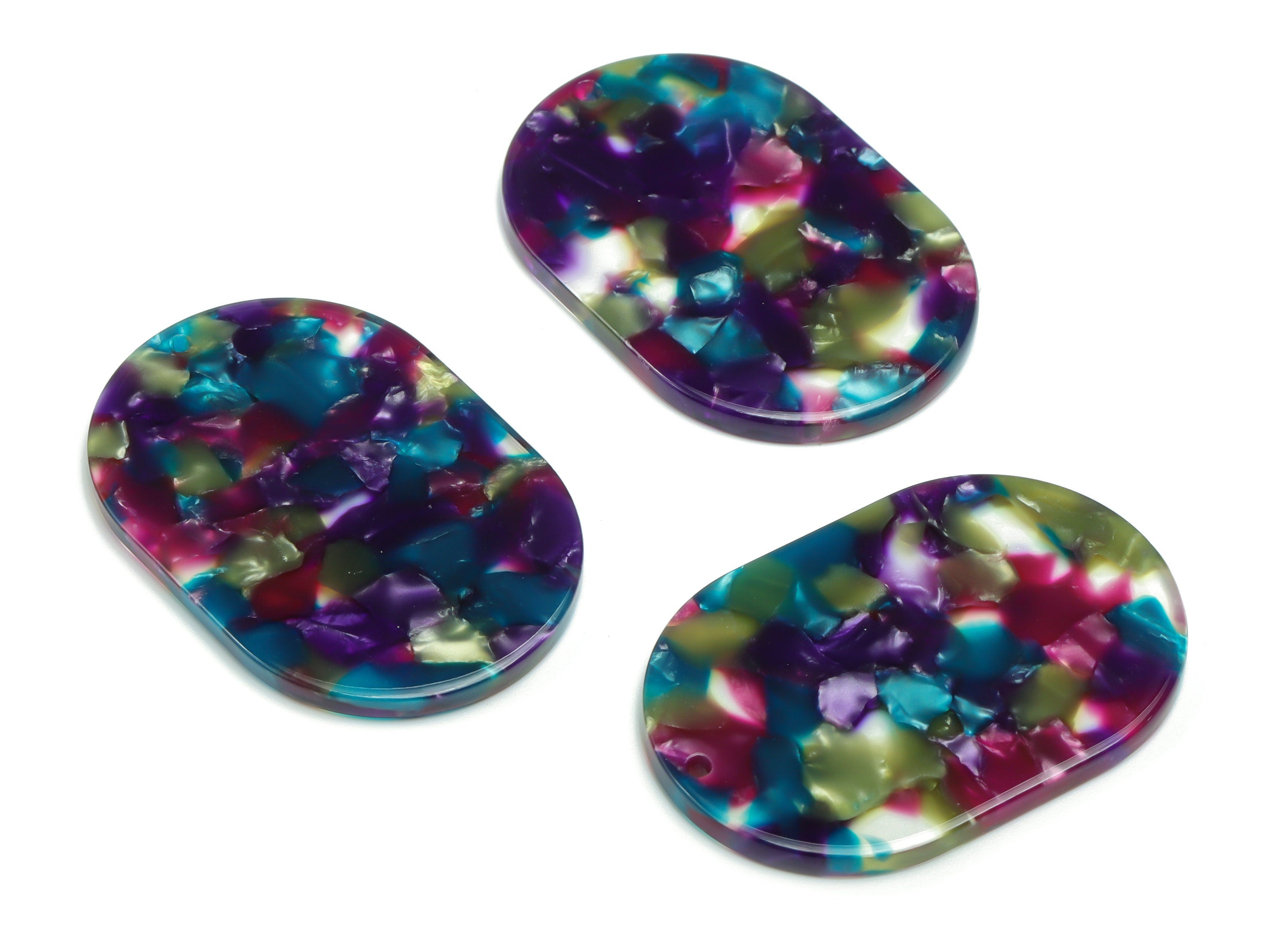 Acetate Oval Earring Charms - Acetate Oval Pendant - Jewelry Making Supplies - Color Code: A752 - 40.08x27.24x2.49mm - AC2371-A752 - DOMEDBAZAAR
