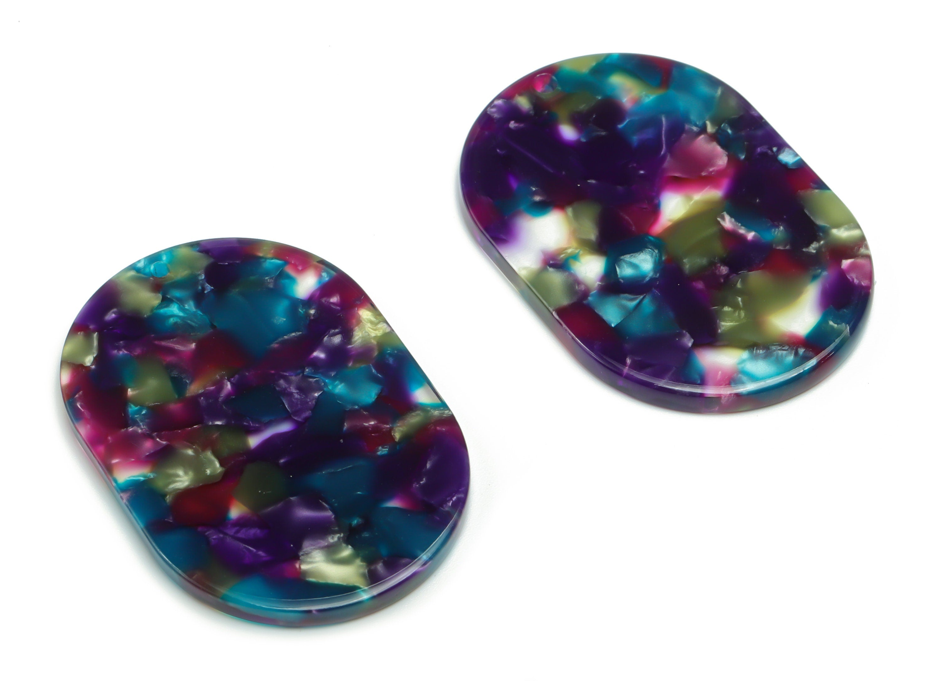 Acetate Oval Earring Charms - Acetate Oval Pendant - Jewelry Making Supplies - Color Code: A752 - 40.08x27.24x2.49mm - AC2371-A752 - DOMEDBAZAAR