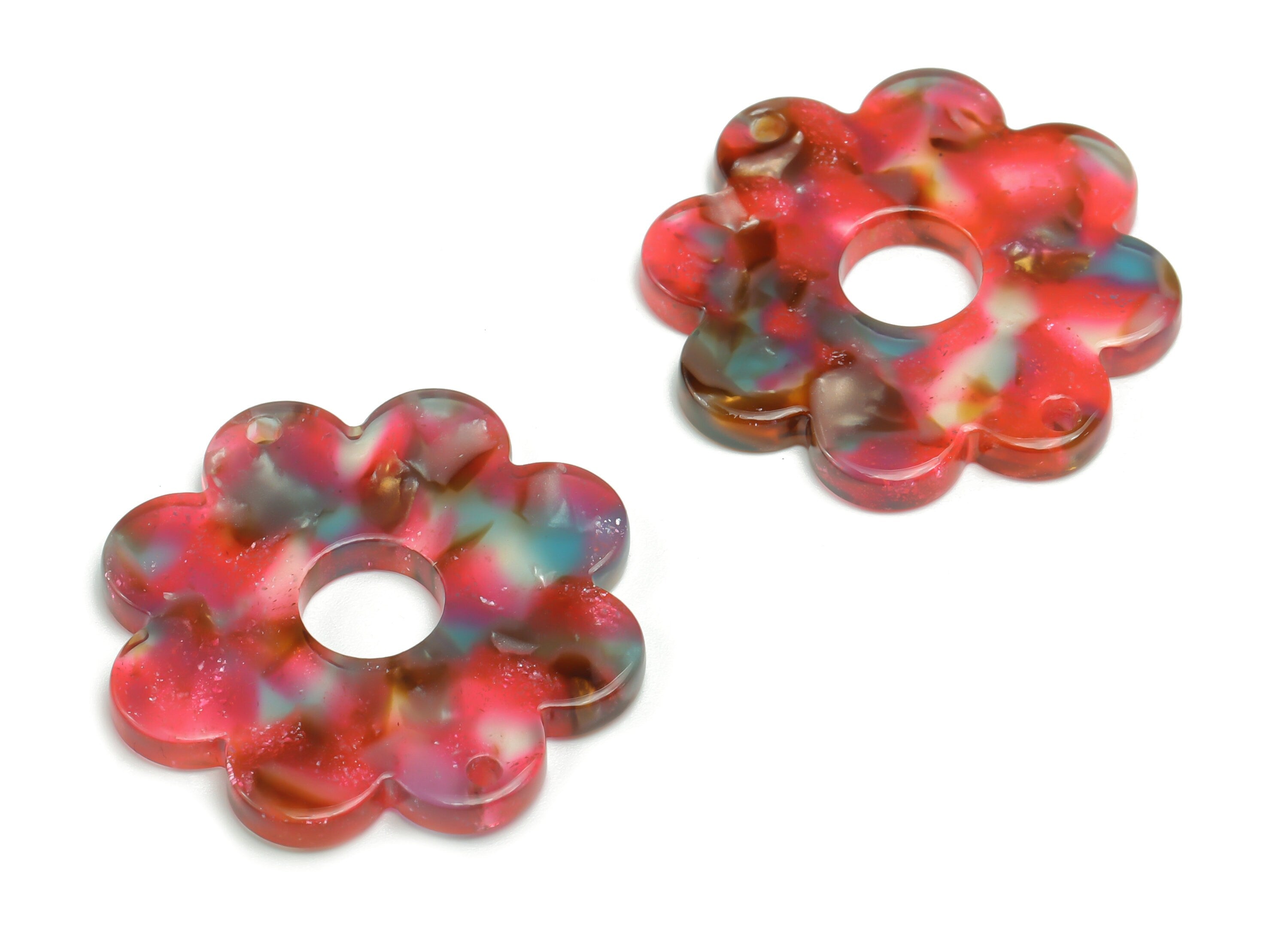 Acetate Flower Earring Charms - Acetate Flower Pendant Findings - Jewelry Supplies - Color Code: A770 - 29.87x29.84x2.63mm - AC2375-A770 - DOMEDBAZAAR
