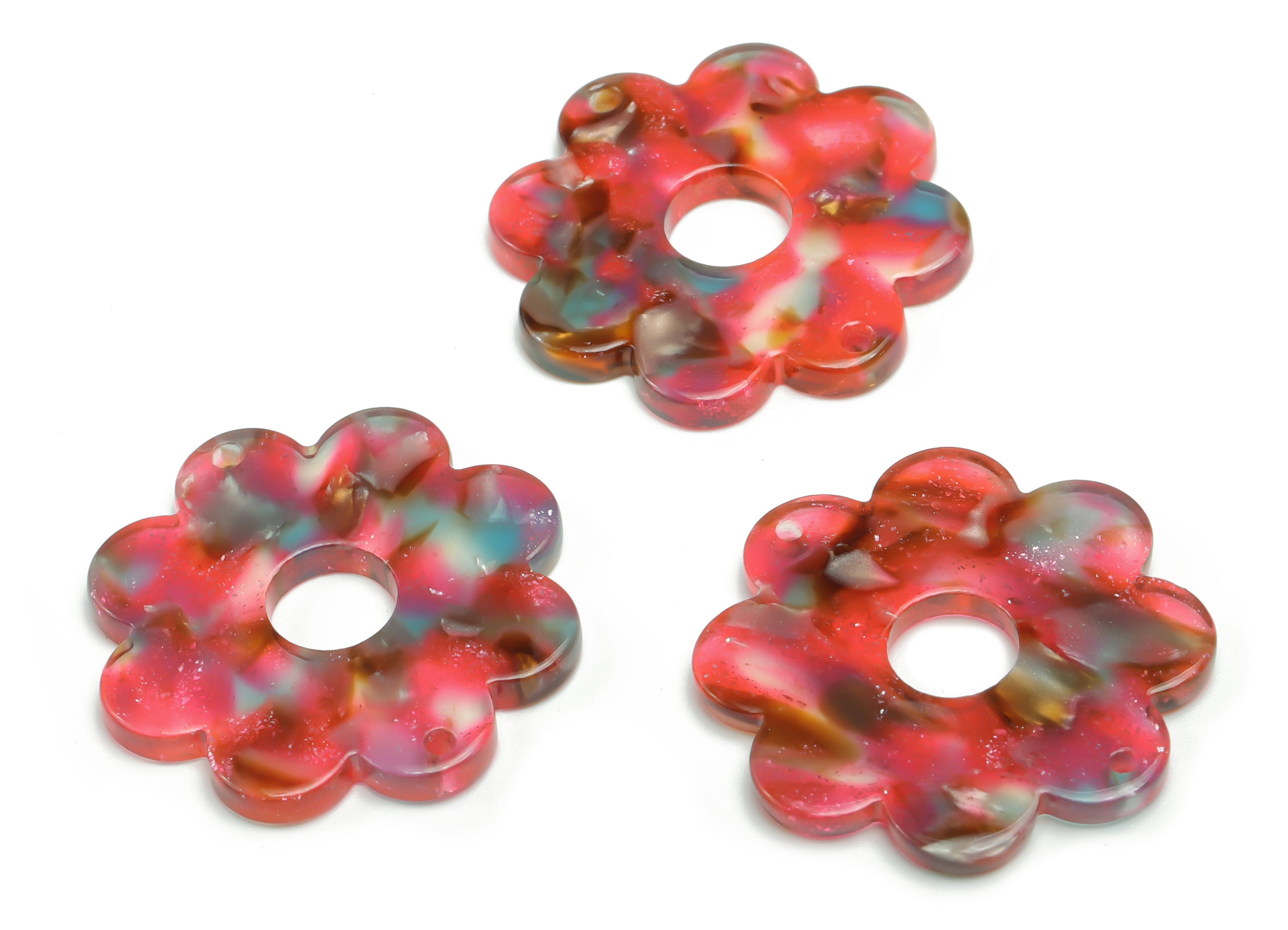 Acetate Flower Earring Charms - Acetate Flower Pendant Findings - Jewelry Supplies - Color Code: A770 - 29.87x29.84x2.63mm - AC2375-A770 - DOMEDBAZAAR