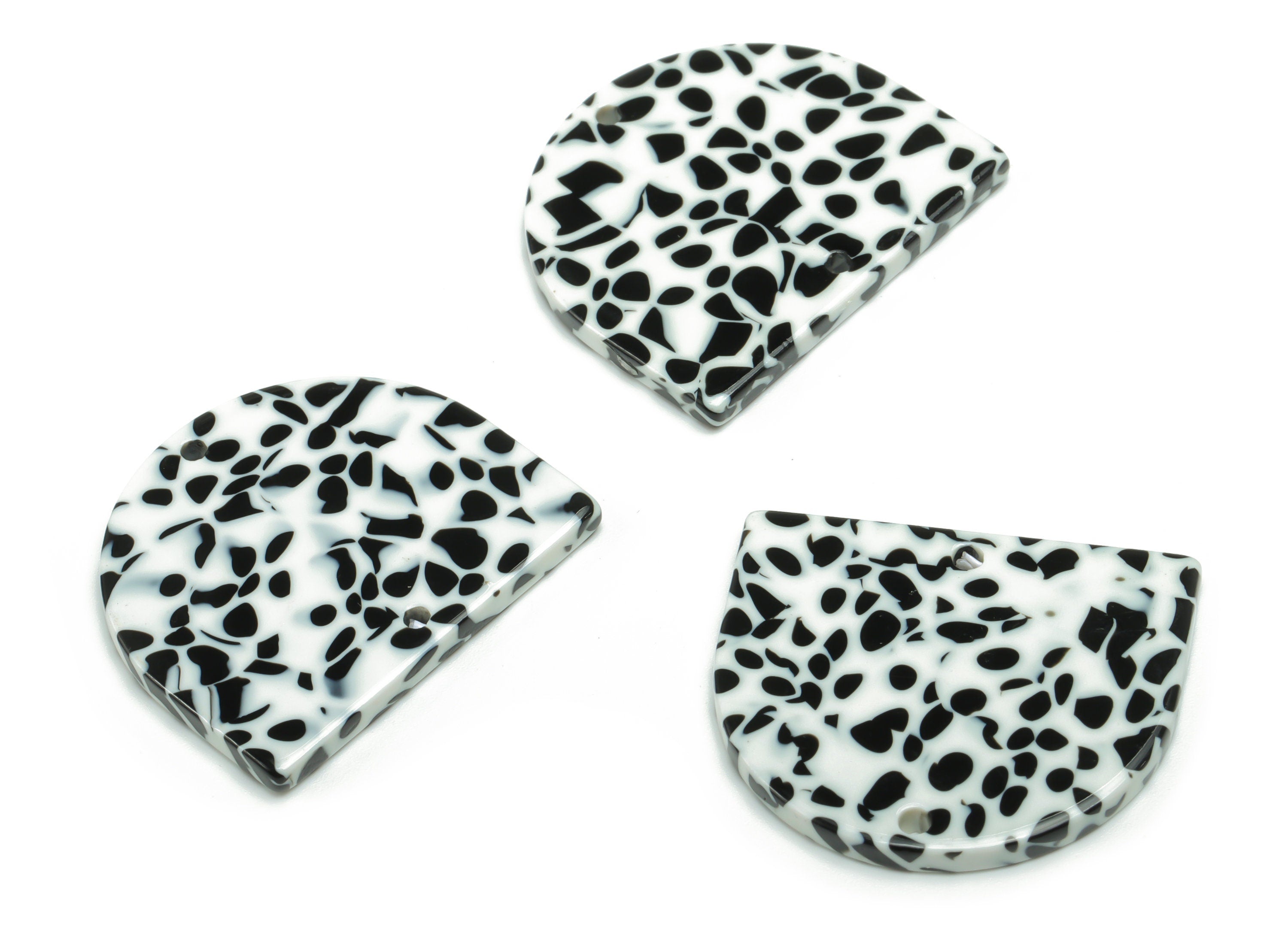Acetate Domed Earring Connector - Acetate D Charms and Pendant - 2 Holes - Jewelry Supplies - Color Code:A774 - 27.7x24.1x2.4mm -AC1323-A774 - DOMEDBAZAAR