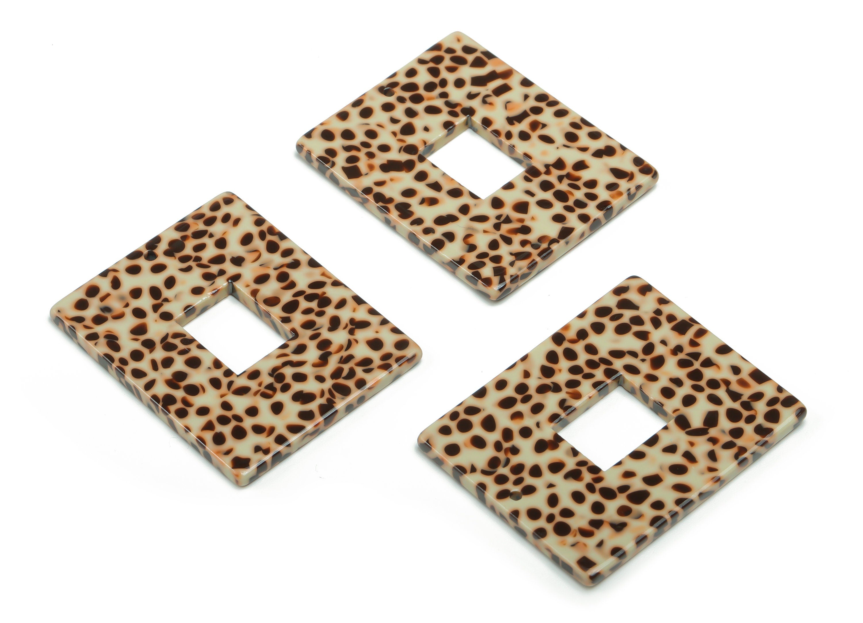 Acetate Rectangle Earring Charms - Acetate Rectangle Pendant Findings - Jewelry Supplies - Color Code: A789 - 39.86x31.8x2.8mm - AC2379-A789 - DOMEDBAZAAR
