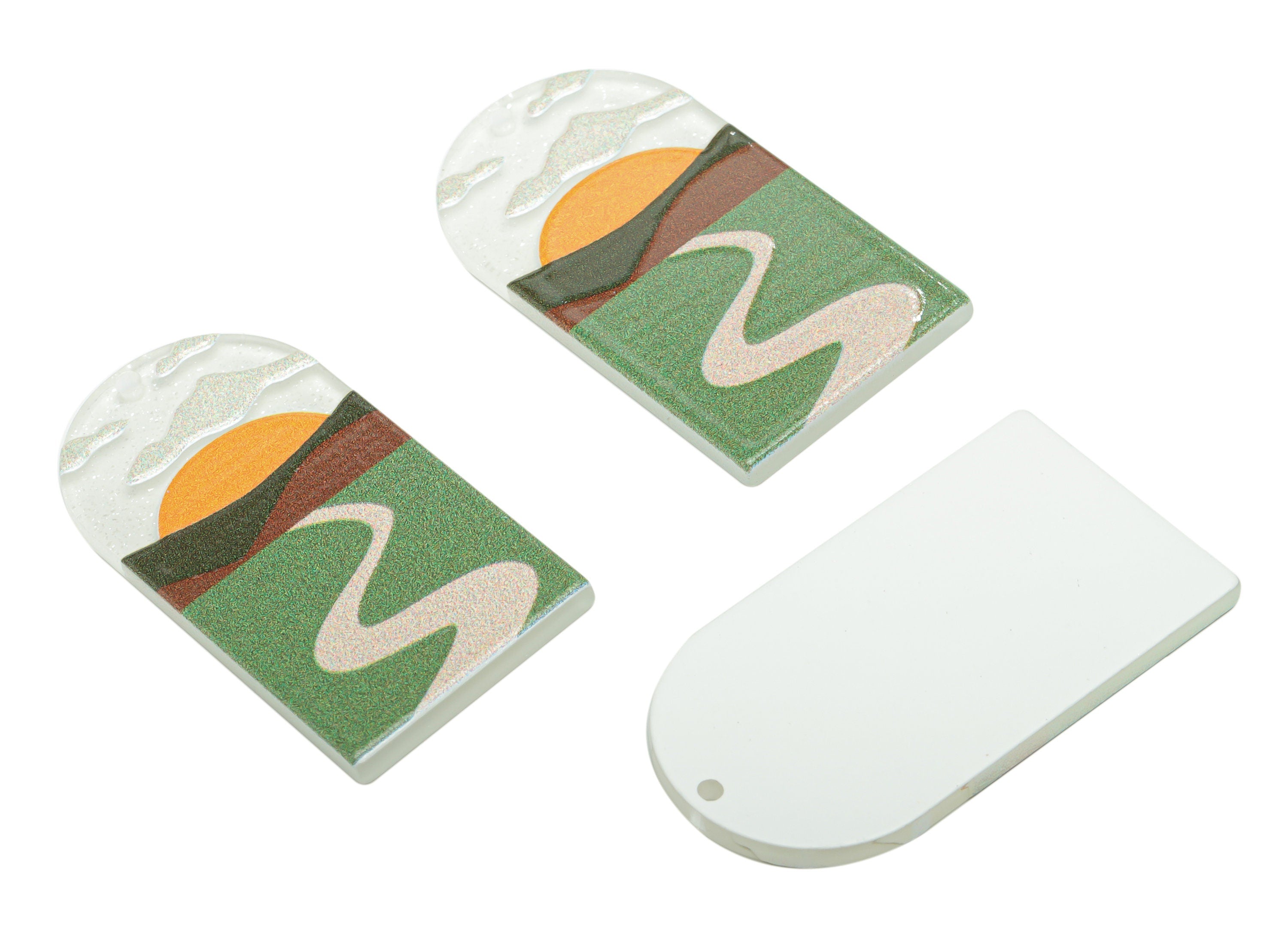 Acrylic Long D Domed Sun Cloud Earring Charms - Acrylic D Mountain Road Pendant - Printing Textured - 39.58x20.94x2.07mm - AC2460L - DOMEDBAZAAR