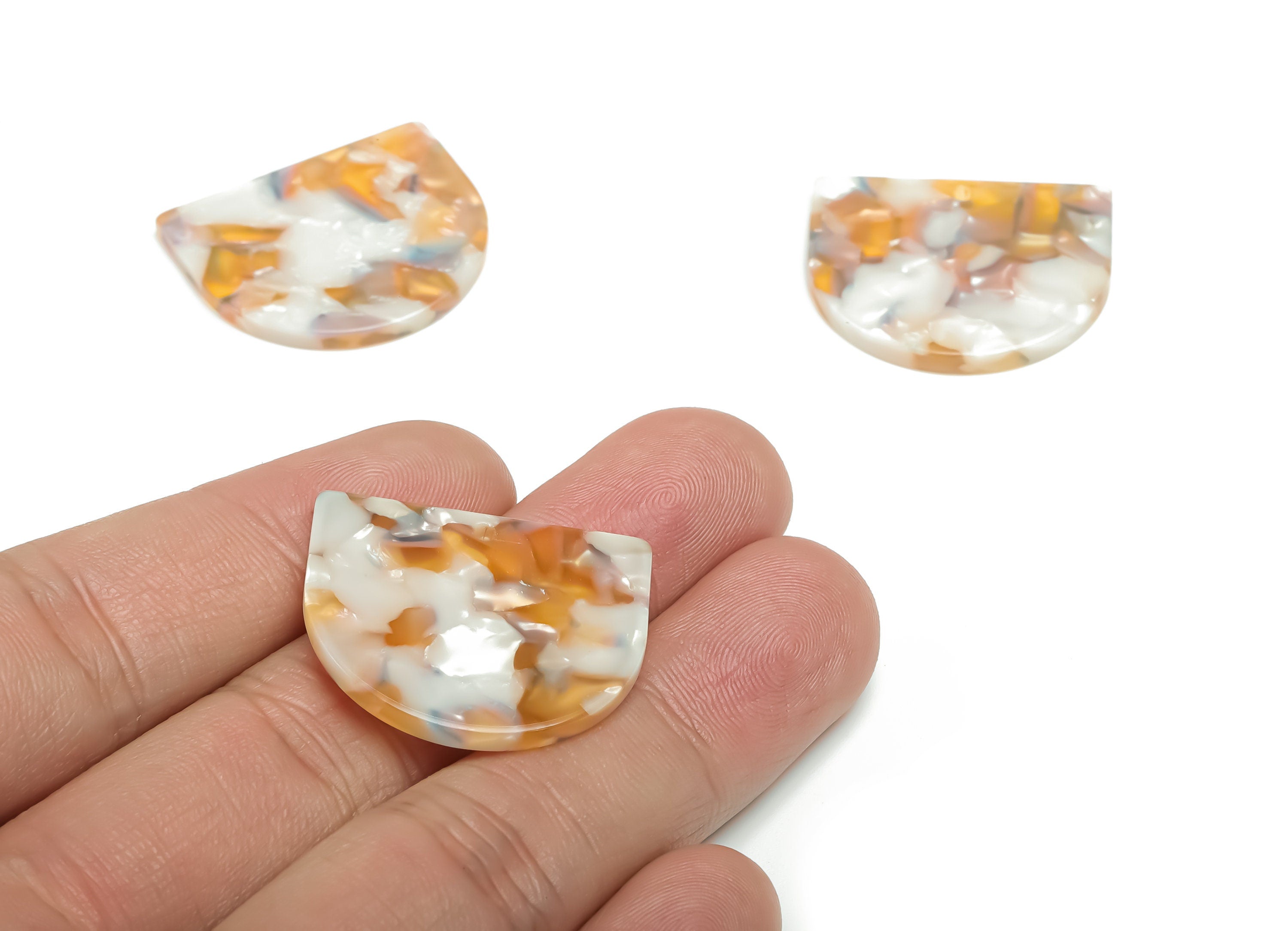 Acetate Domed Earring Charms - Acetate D Pendant - Jewelry Making Supplies - Color Code:A746 - 27.85x24.2x2.39mm - AC1322-A746 - DOMEDBAZAAR