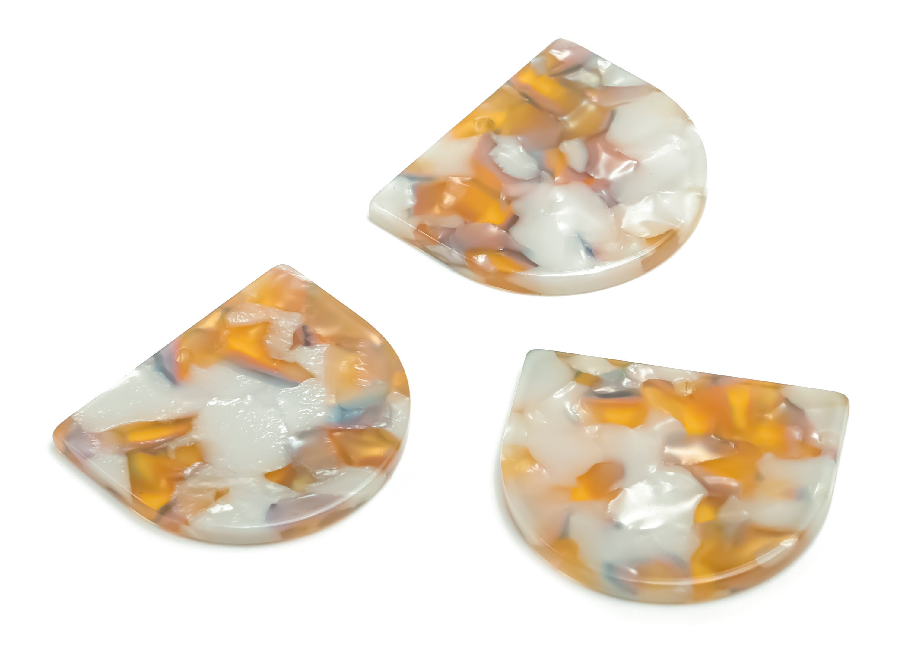 Acetate Domed Earring Charms - Acetate D Pendant - Jewelry Making Supplies - Color Code:A746 - 27.85x24.2x2.39mm - AC1322-A746 - DOMEDBAZAAR