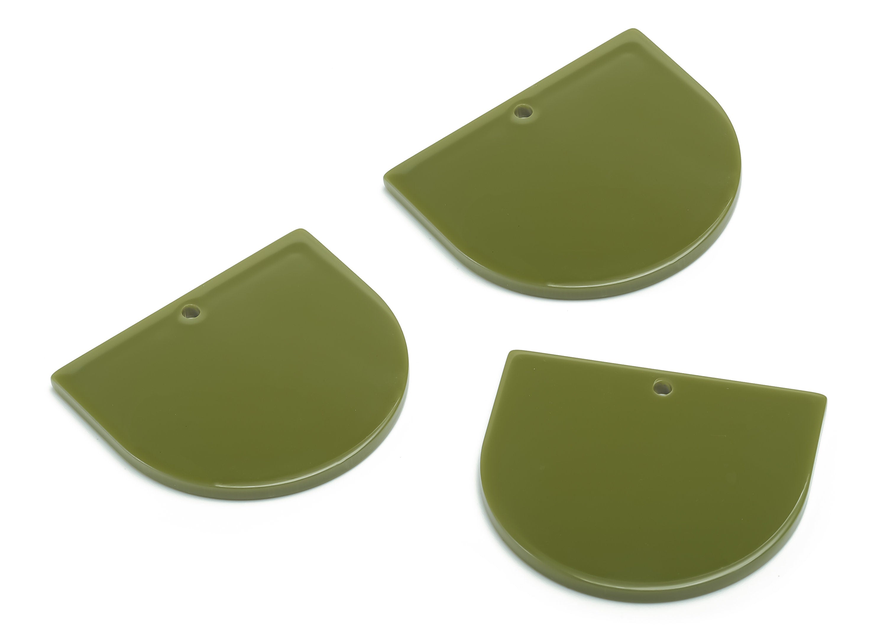 Acrylic Domed Earring Charms - Green Acrylic D Pendant - Jewelry Making Supplies - Color Code: A698 - 33.72x29.39x2.43mm - AC1094-A698 - DOMEDBAZAAR