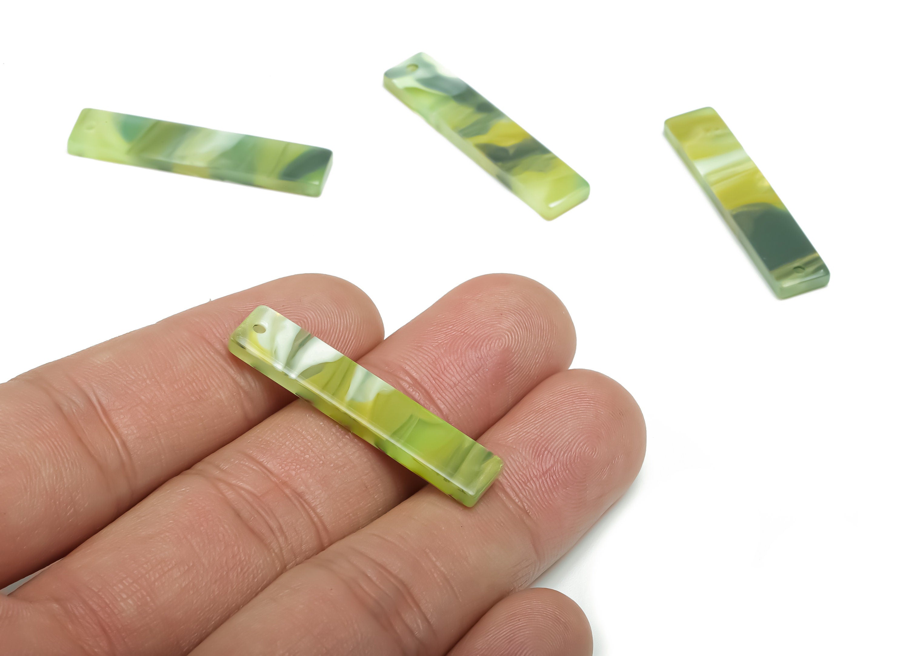 Acrylic Bar Earring Charms - Acrylic Thin Bar Rectangle Pendant - Jewelry Making Supply - Color Code: A790 - 33.97x7.1x2.58mm - AC1026-A790 - DOMEDBAZAAR