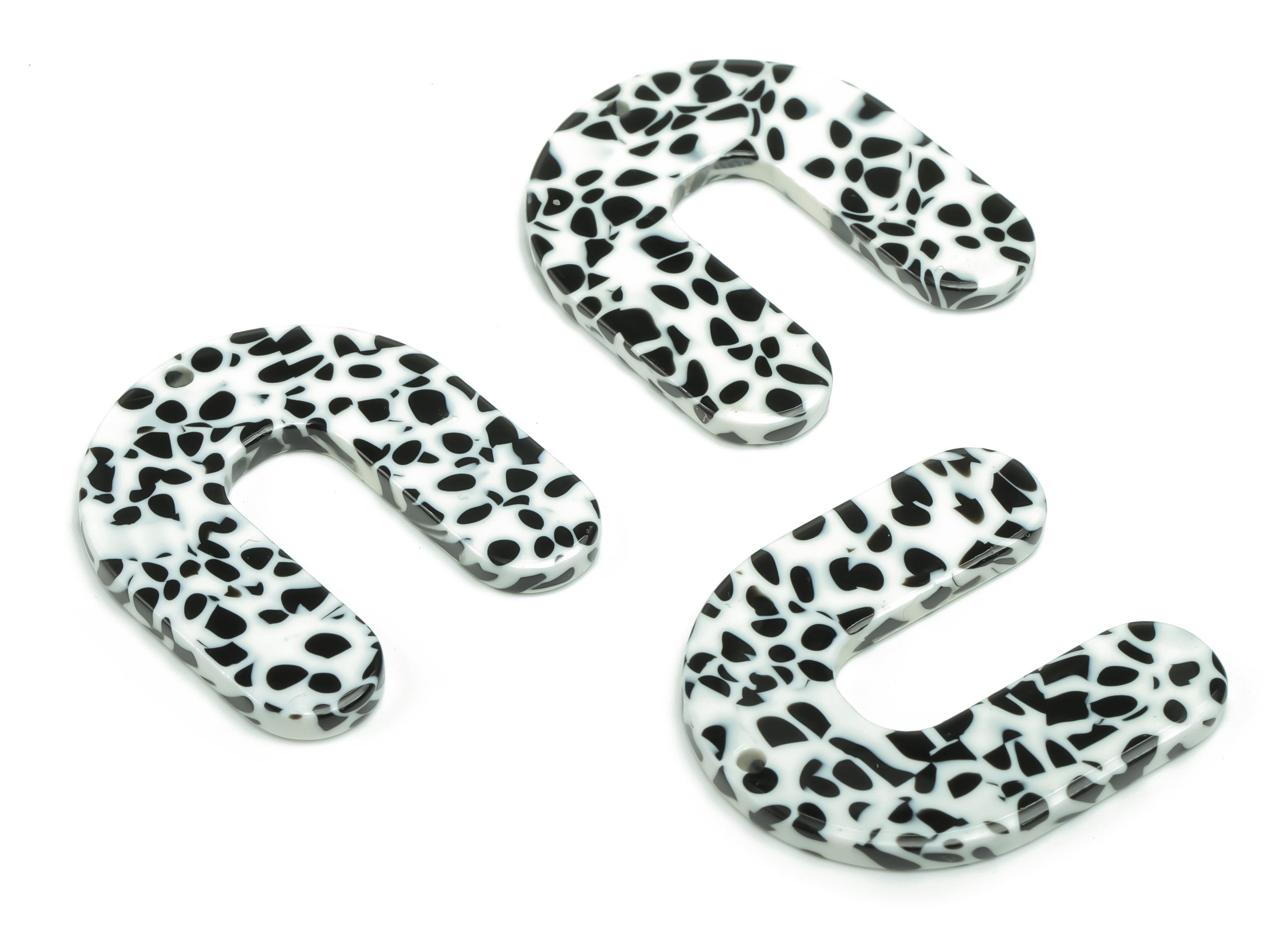 Acetate U Earring Charms - Acetate U Dalmatian Pendant - Jewelry Making Supplies - Color Code: A774 - 30.88x27.76x2.4mm - AC2377-A774 - DOMEDBAZAAR