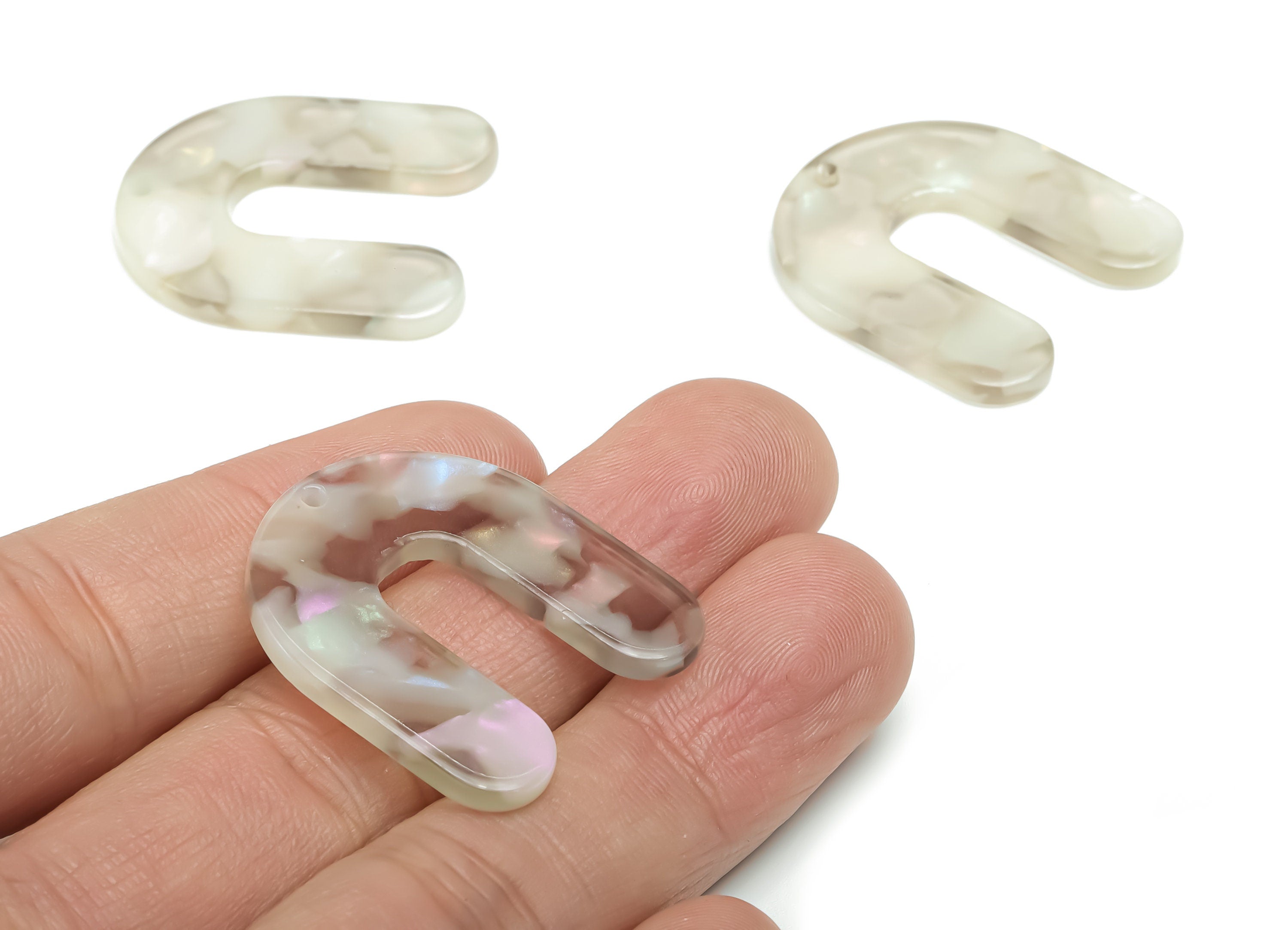 Acetate U Earring Charms - Acetate U Pendant - Jewelry Making Supplies - Color Code: A776 - 30.76x27.71x2.51mm - AC2377-A776 - DOMEDBAZAAR