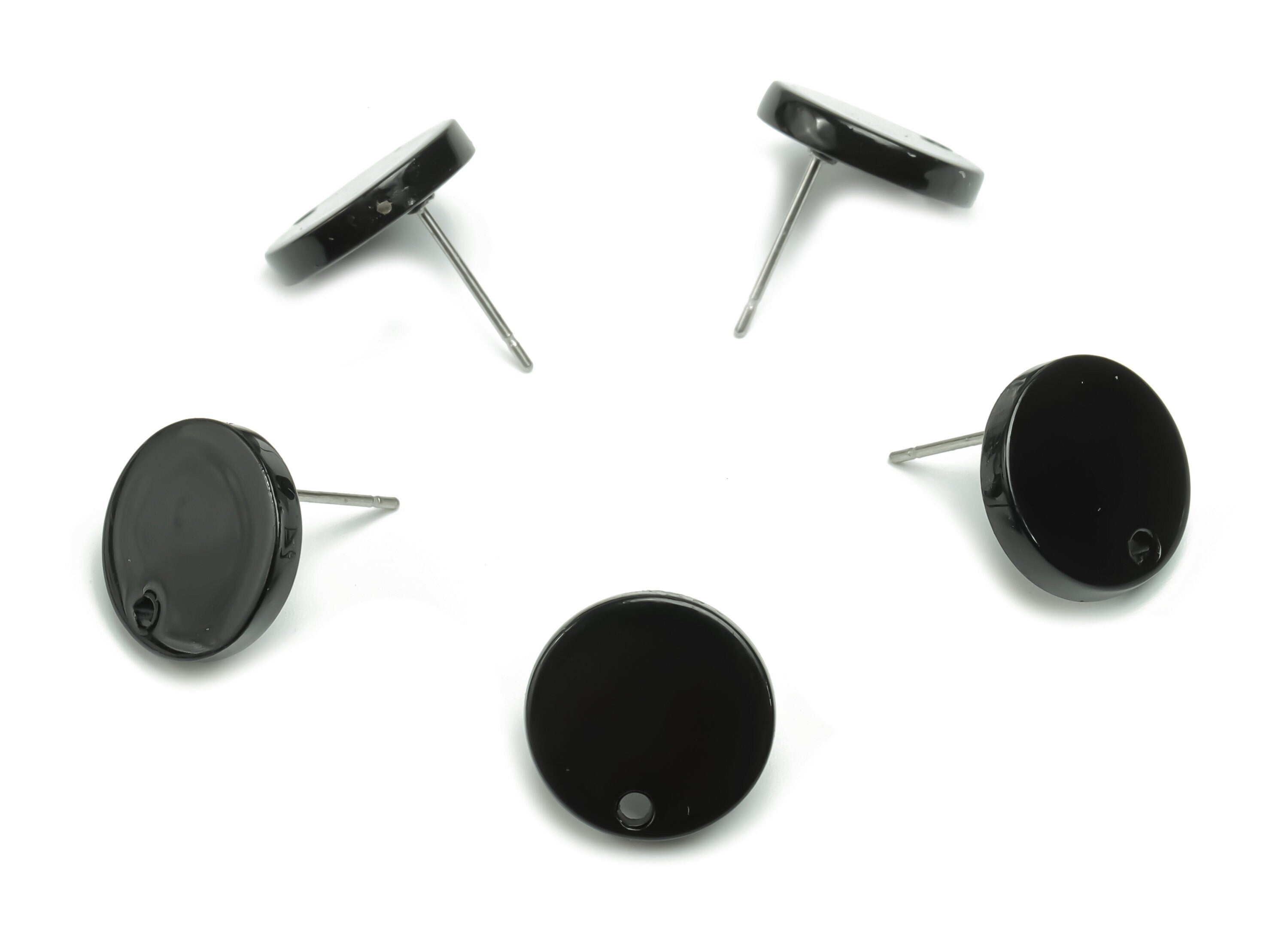 Acetate Round Earring Post - Circle Stud - 316 Stainless Steel Stud - Jewelry Supplies - Color Code: A66 - 13.76x13.85x2.54mm - AC1204-A66 - DOMEDBAZAAR