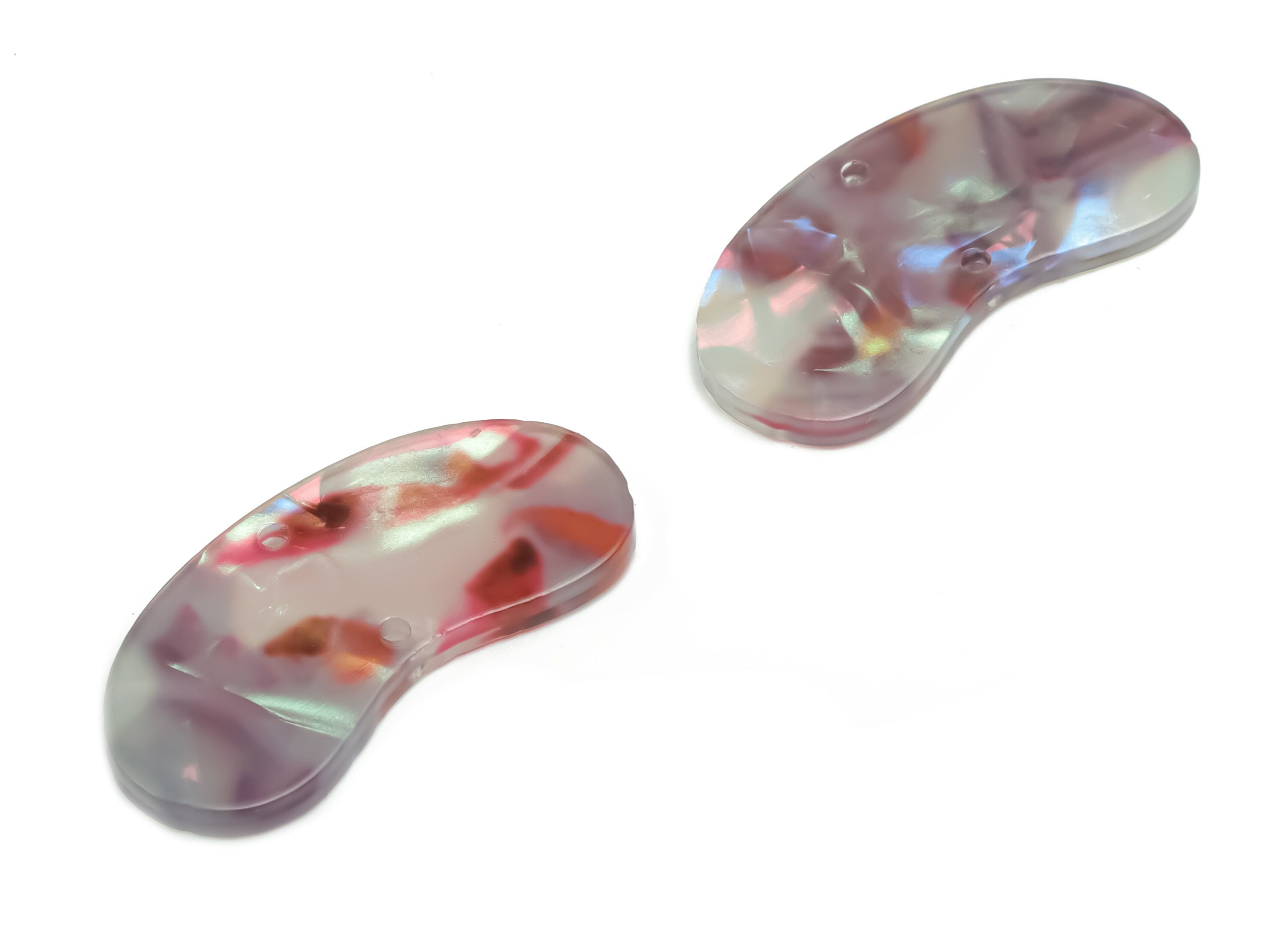 Acrylic Bean Earring Connector - Irregular Charms - Arc Shaped 2 Holes - Jewelry Supplies - Color Code:A754- 34.86x14.96x2.4mm - AC2370-A754 - DOMEDBAZAAR