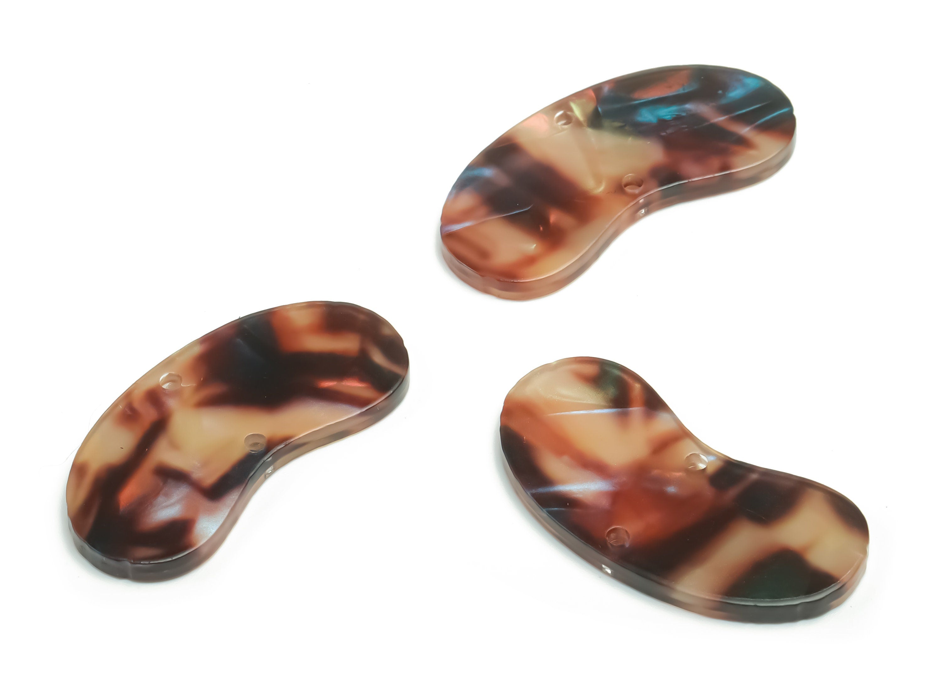 Acrylic Bean Earring Connector - Irregular Charms - Arc Shaped 2 Holes - Jewelry Supplies - Color Code:A756- 34.91x14.93x2.5mm - AC2370-A756 - DOMEDBAZAAR