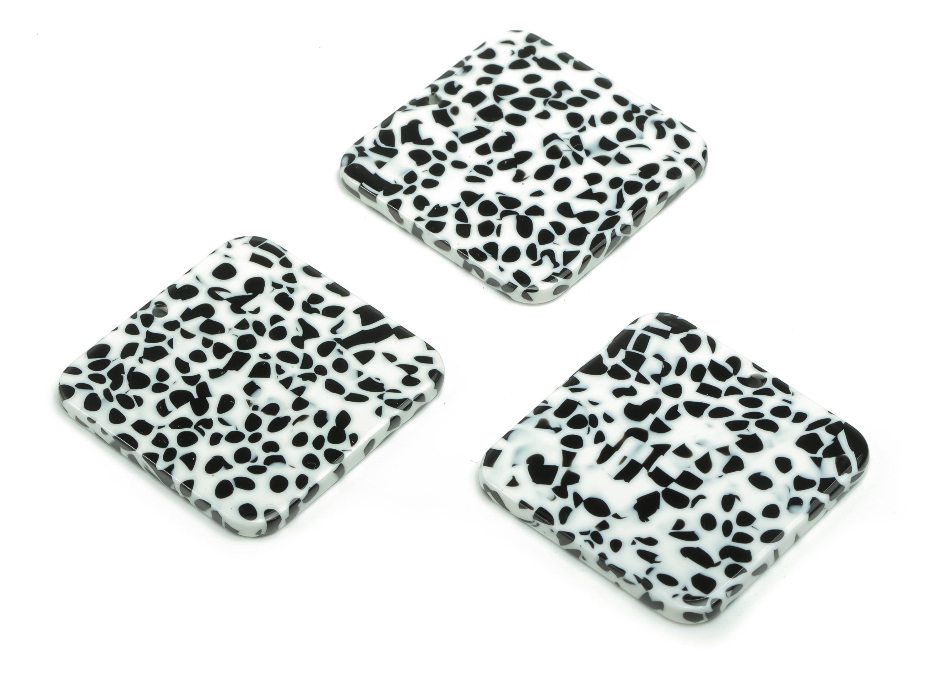 Acetate Square Earring Charms - Acetate Square Dalmatian Pendant - Jewelry Making Supplies - Color Code: A774 - 29.8x29.8x2.4mm -AC2378-A774 - DOMEDBAZAAR