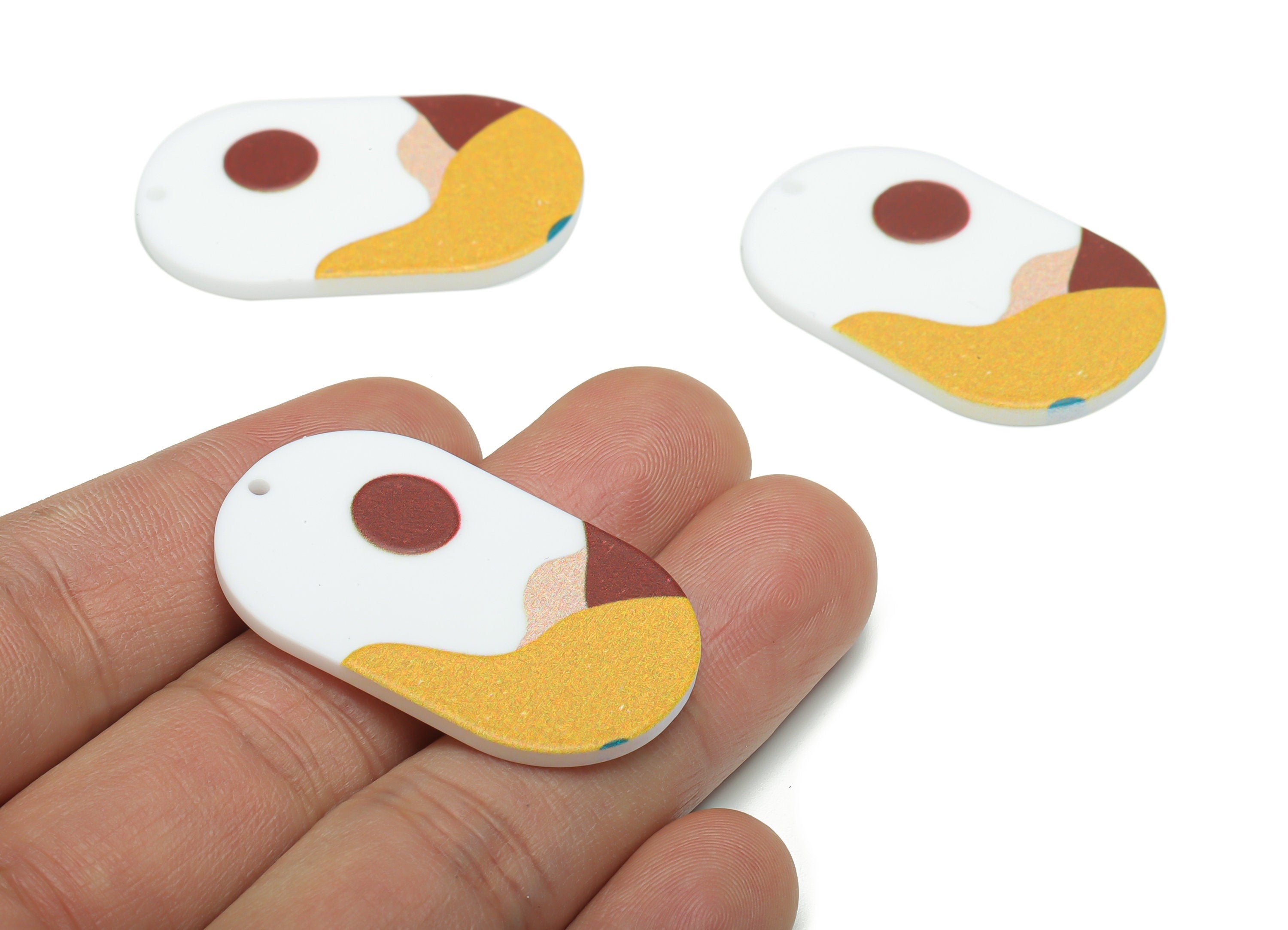 Acrylic Oval Sun Earring Charms - Acrylic Oval Mountain Pendant - Printing Textured - Jewelry Making Supplies - 39.64x24.29x2.39mm - AC2459D - DOMEDBAZAAR