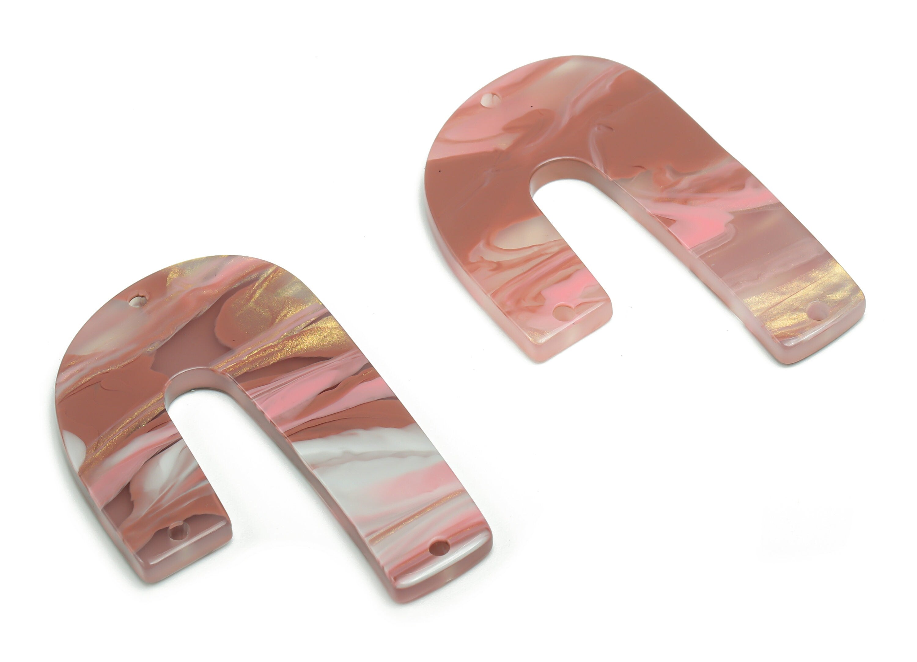 Acrylic J Earring Connectors - Acrylic U Charms and Pendant - 3 Holes - Jewelry Supplies - Color Code:A777 - 39.78x26.1x2.52mm - AC2376-A777 - DOMEDBAZAAR