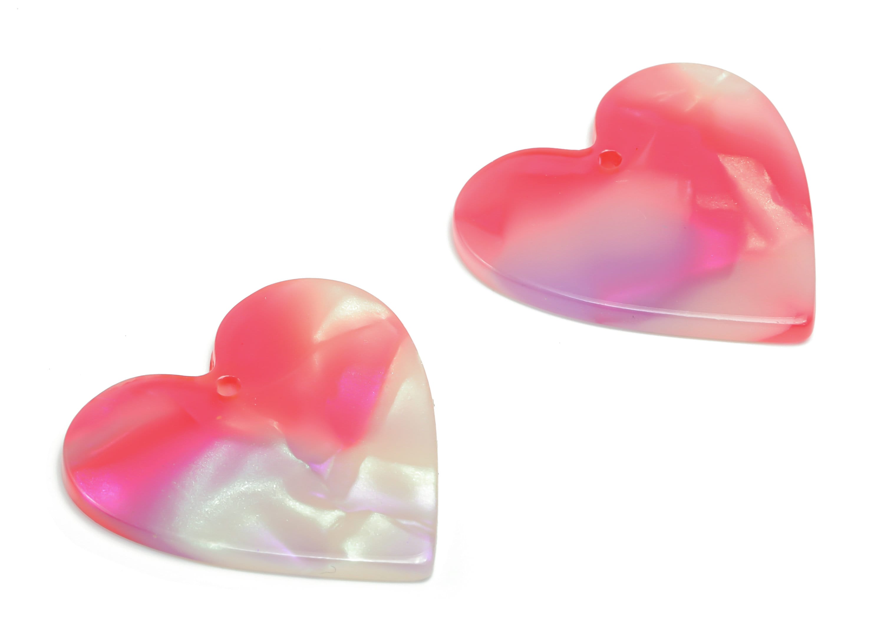 Acetate Heart Earring Charms - Acetate Heart Pendant - Jewelry Making Supplies - Color Code: A781 - 32.03x31.29x2.61mm - AC1431-A781 - DOMEDBAZAAR