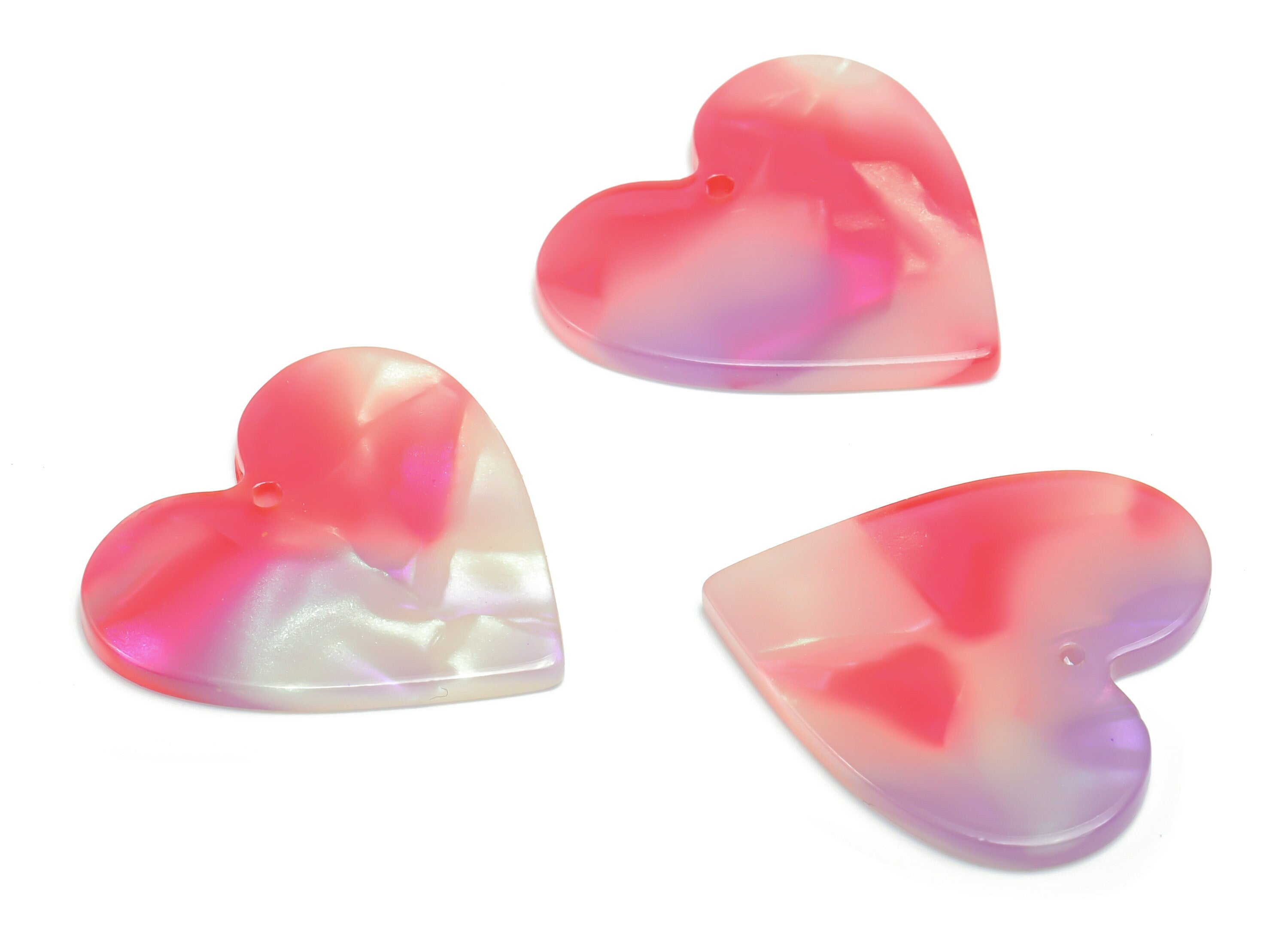 Acetate Heart Earring Charms - Acetate Heart Pendant - Jewelry Making Supplies - Color Code: A781 - 32.03x31.29x2.61mm - AC1431-A781 - DOMEDBAZAAR