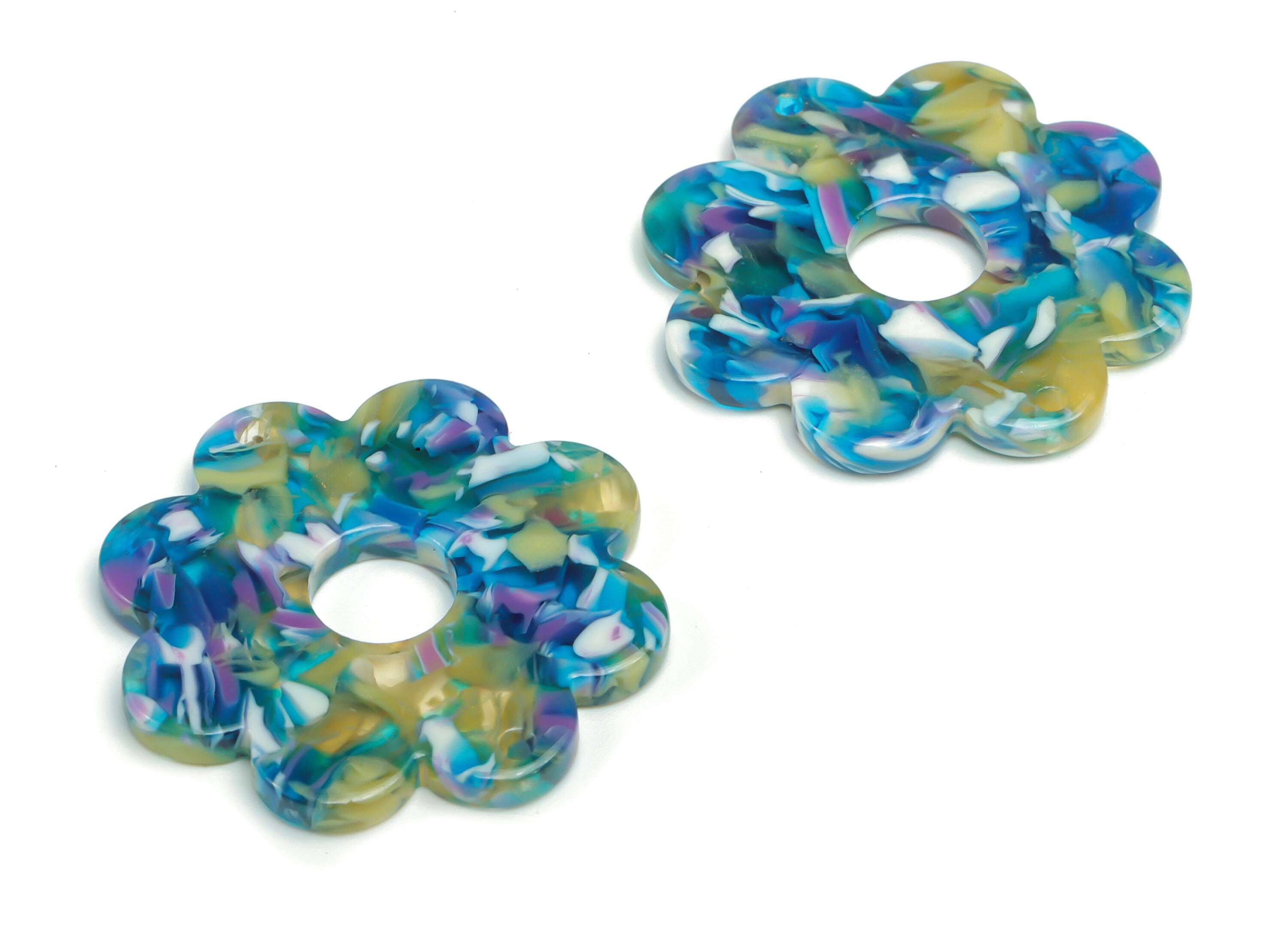 Acetate Flower Earring Charms - Acetate Flower Pendant Findings - Jewelry Making Supplies - Color Code: A747 - 29.9x29.8x2.6mm - AC2375-A747 - DOMEDBAZAAR