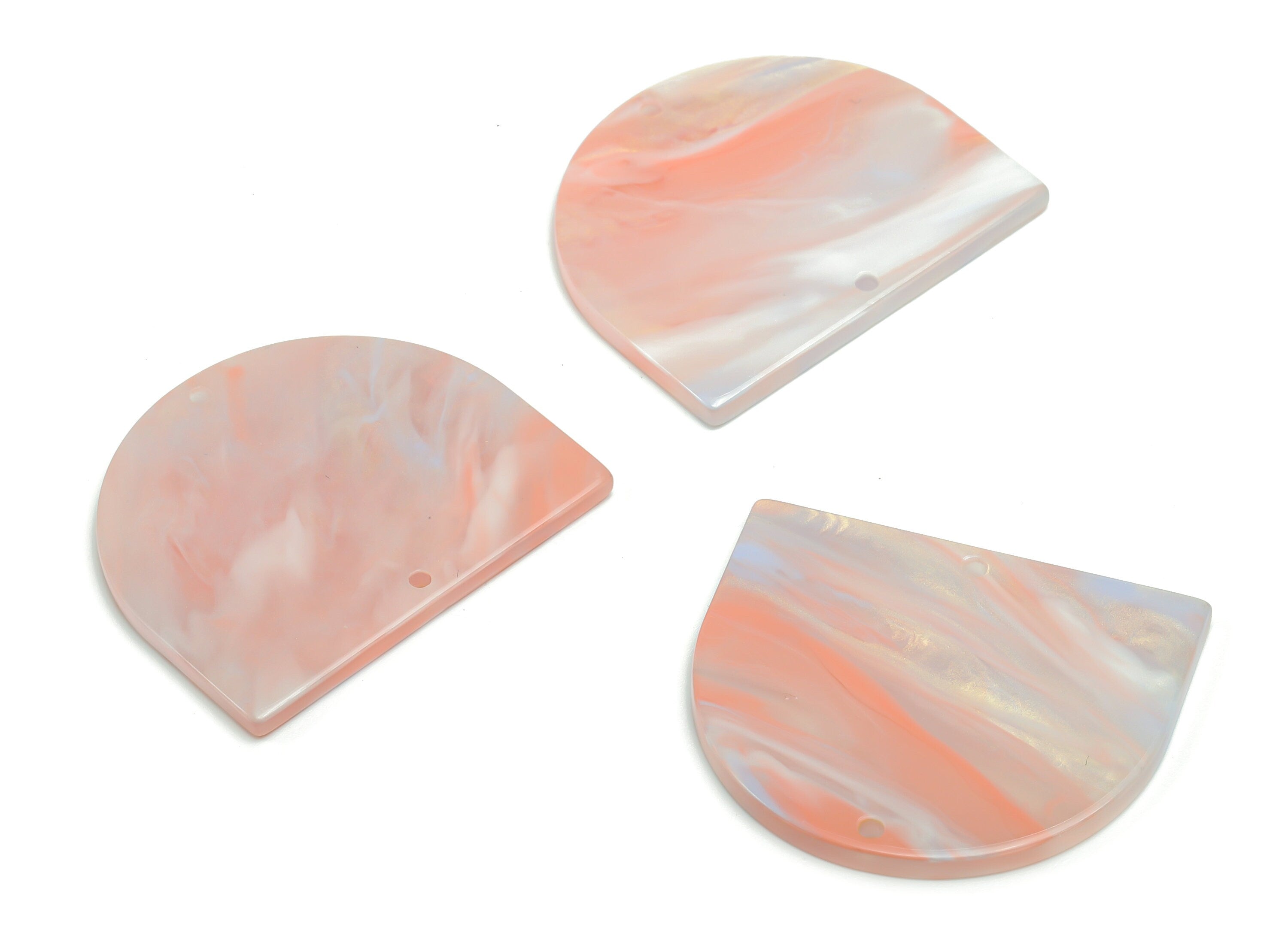 Acrylic D Earring Connector - Acrylic Semi circle Pendant - Jewelry Making Supplies - Color Code: A782 - 34.15x29.03x2.43mm - AC1634-A782 - DOMEDBAZAAR