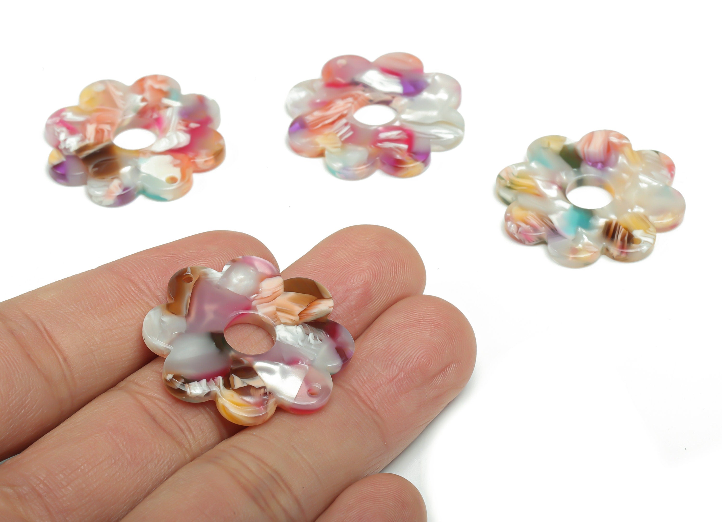 Acetate Flower Earring Charms - Acetate Flower Pendant Findings - Jewelry Making Supplies - Color Code: A771 - 30.1x30.1x2.5mm - AC2375-A771 - DOMEDBAZAAR