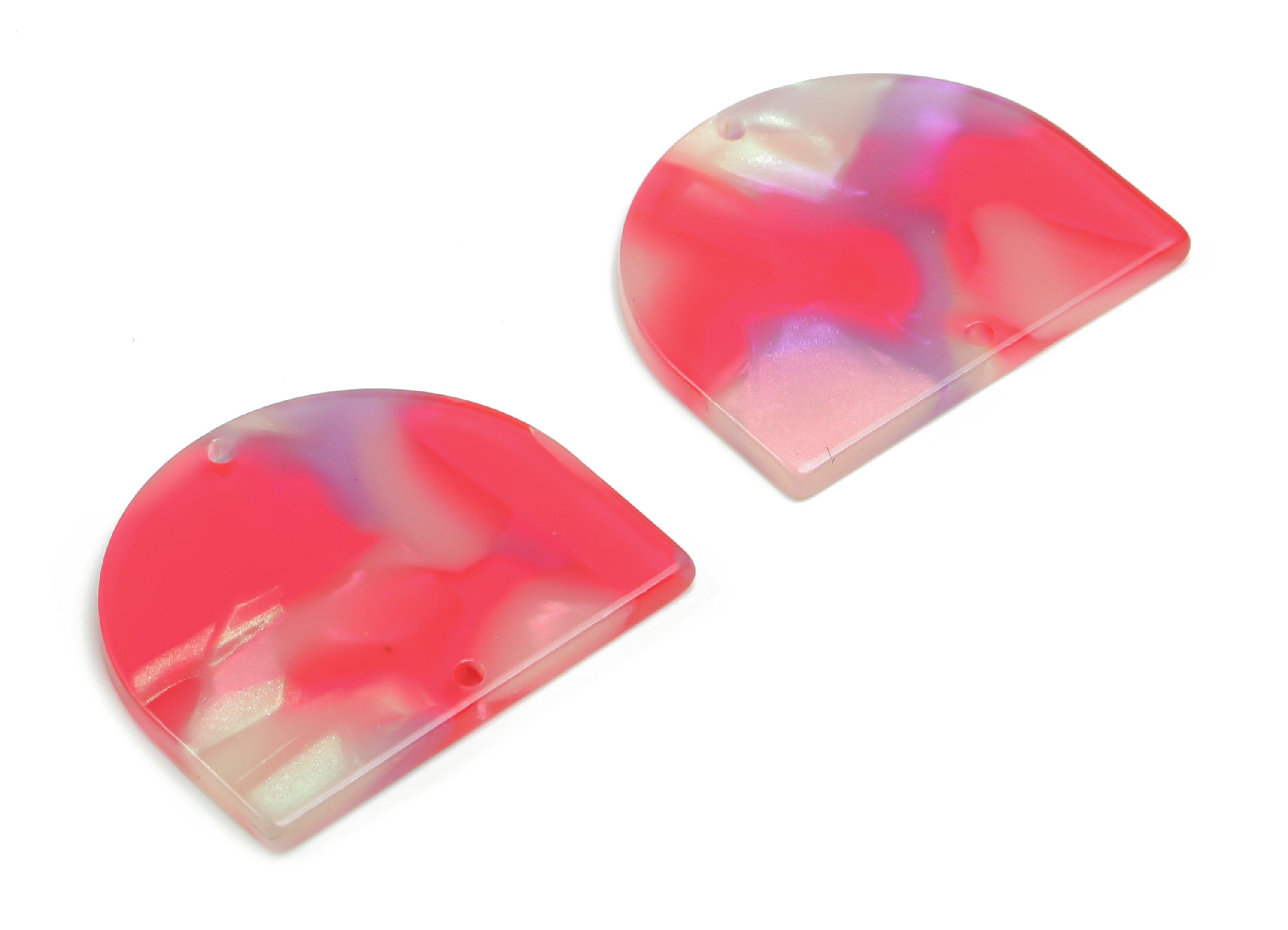 Acetate D Earring Connector - Acetate Semi circle Pendant - Jewelry Making Supplies - Color Code: A781 - 34.26x29.21x2.51mm - AC1634-A781 - DOMEDBAZAAR