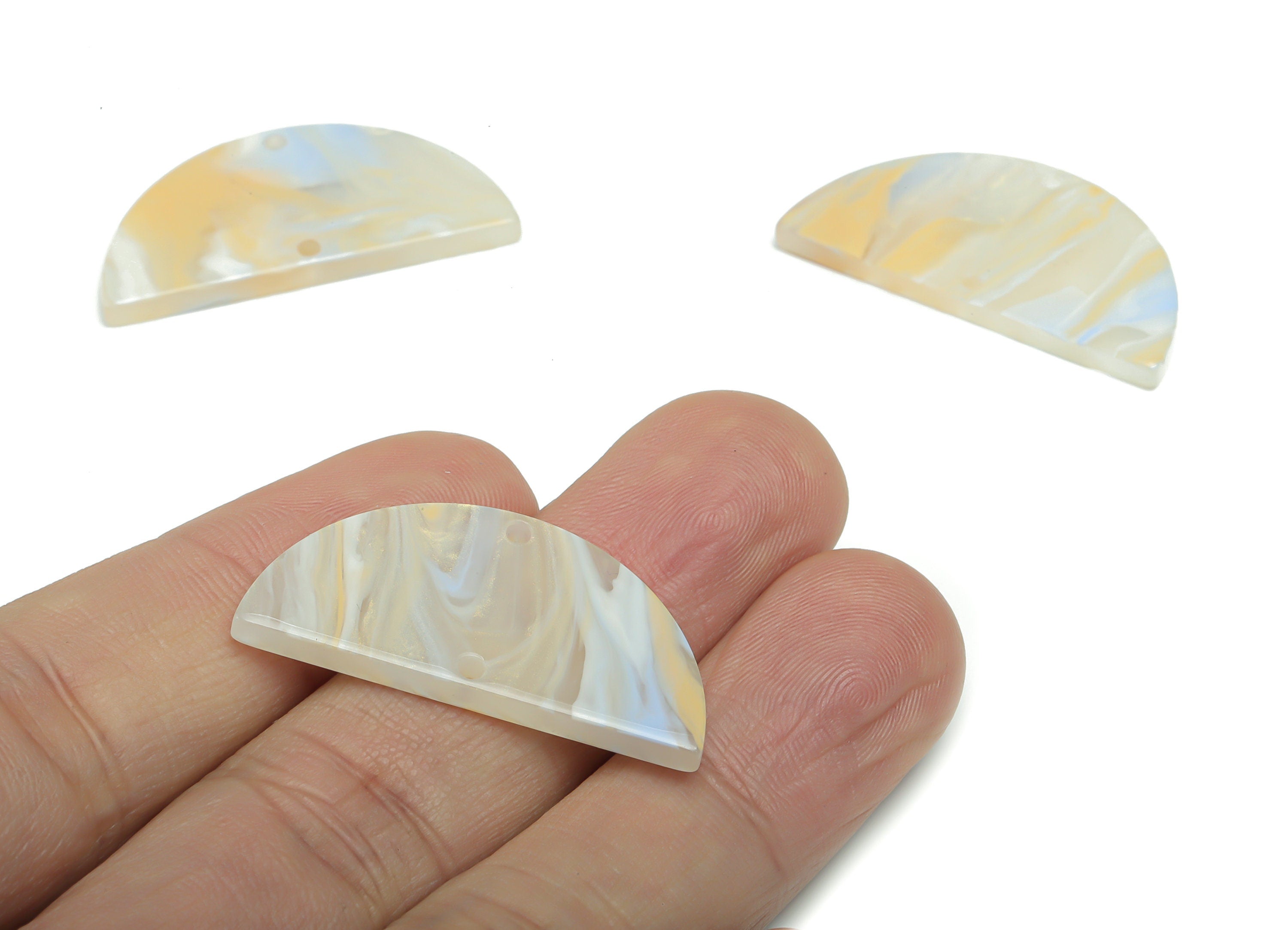 Acrylic Semicircle Earring Connectors - Acrylic Half Moon Charms - Jewelry Supplies - Color Code:A792 - 33.62x16.56x2.68mm - AC1218-A792 - DOMEDBAZAAR