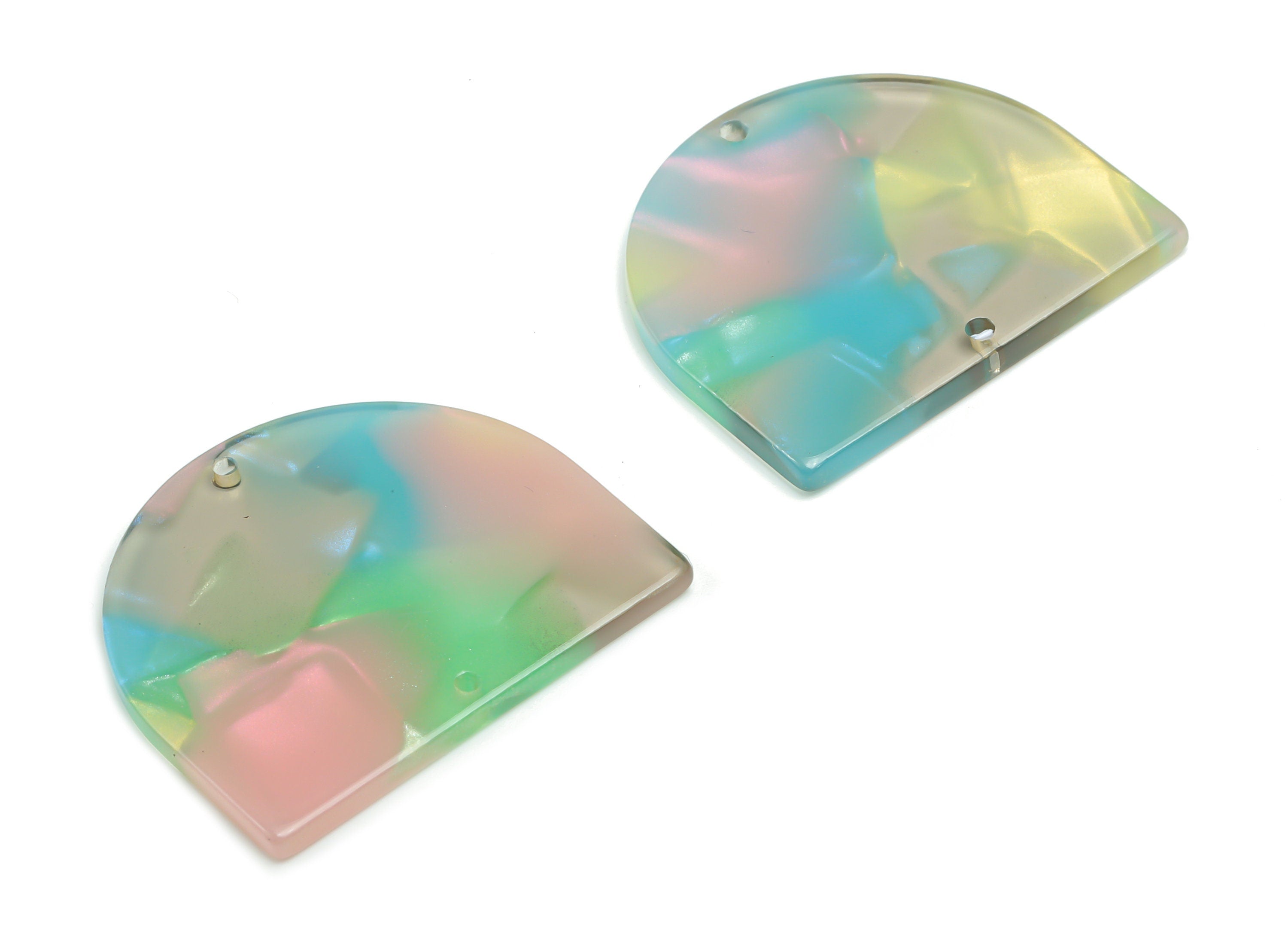 Acetate D Earring Connectors - Acetate Semi circle Pendant - Jewelry Making Supplies - Color Code: A783 - 34.23x29.07x2.6mm - AC1634-A783 - DOMEDBAZAAR