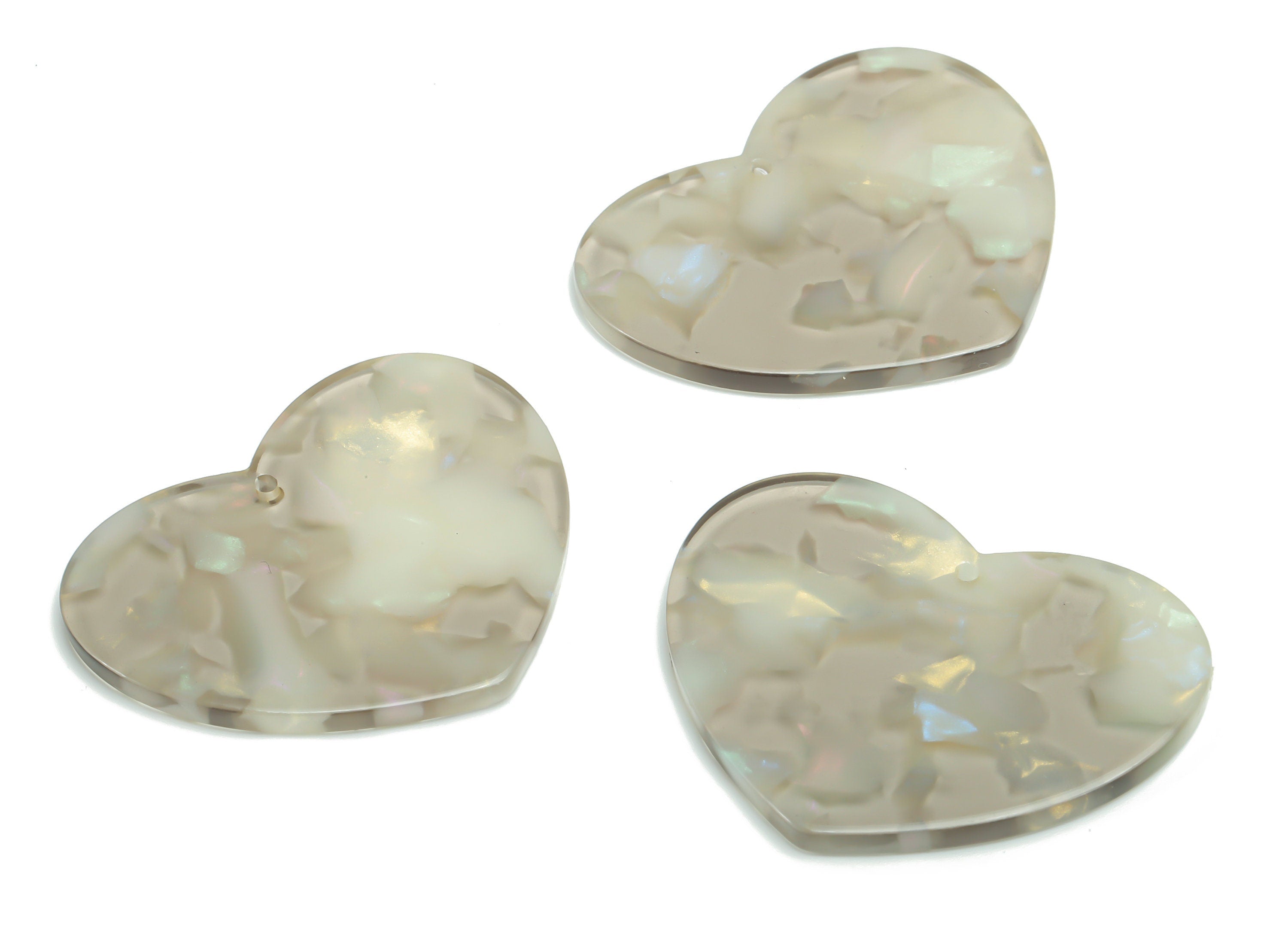 Acetate Heart Earring Charms - Acetate Heart Pendant Findings - Jewelry Supplies - Color Code: A776 - 38.8x31.55x2.53mm - AC2380-A776 - DOMEDBAZAAR