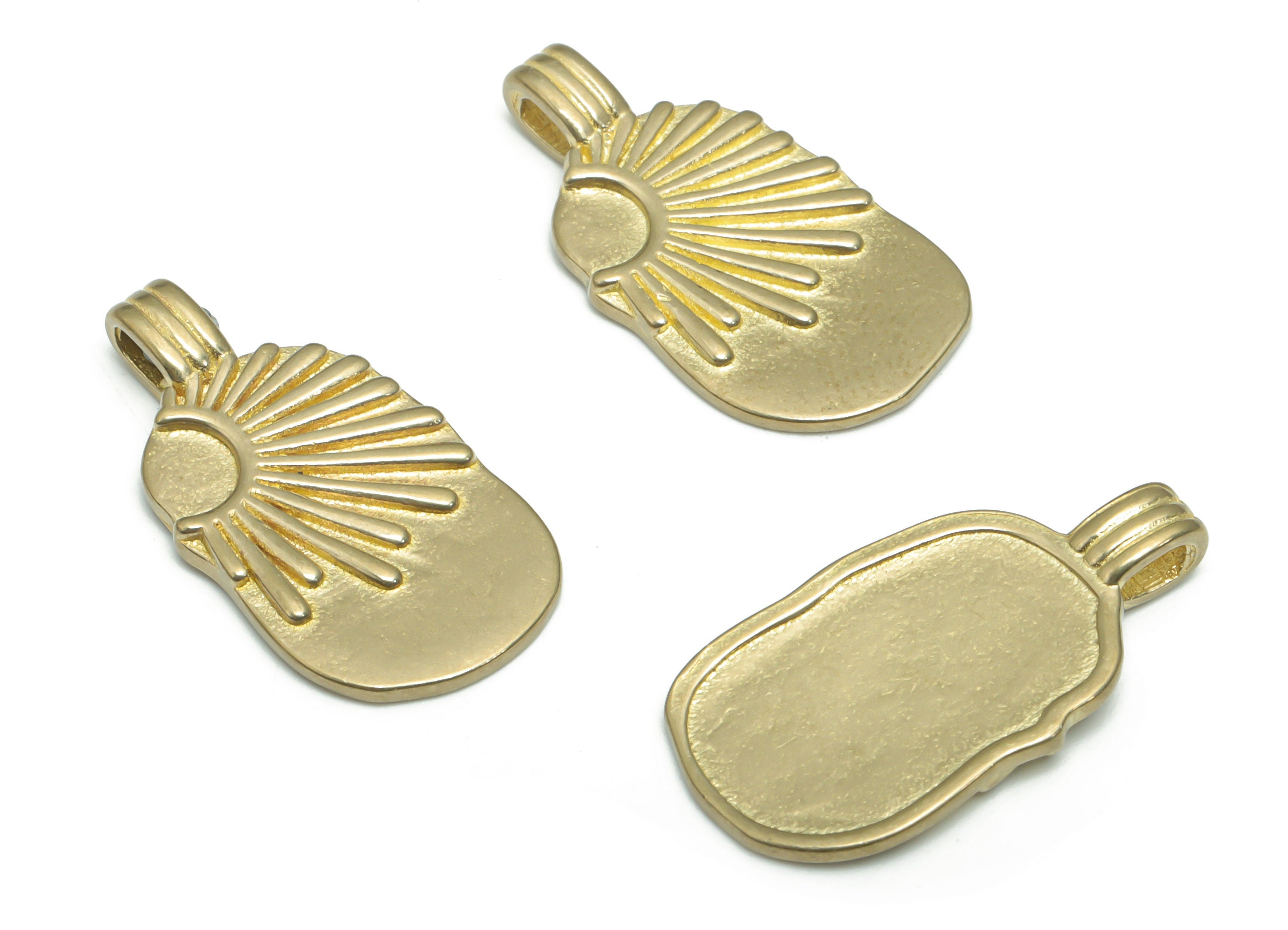 Brass Square Sun Earring Charms - Raw Brass Sun Square Pendant - Oval With Loop - Jewelry Making Supplies - 23.47x12.18x1.7mm - PP5155 - DOMEDBAZAAR